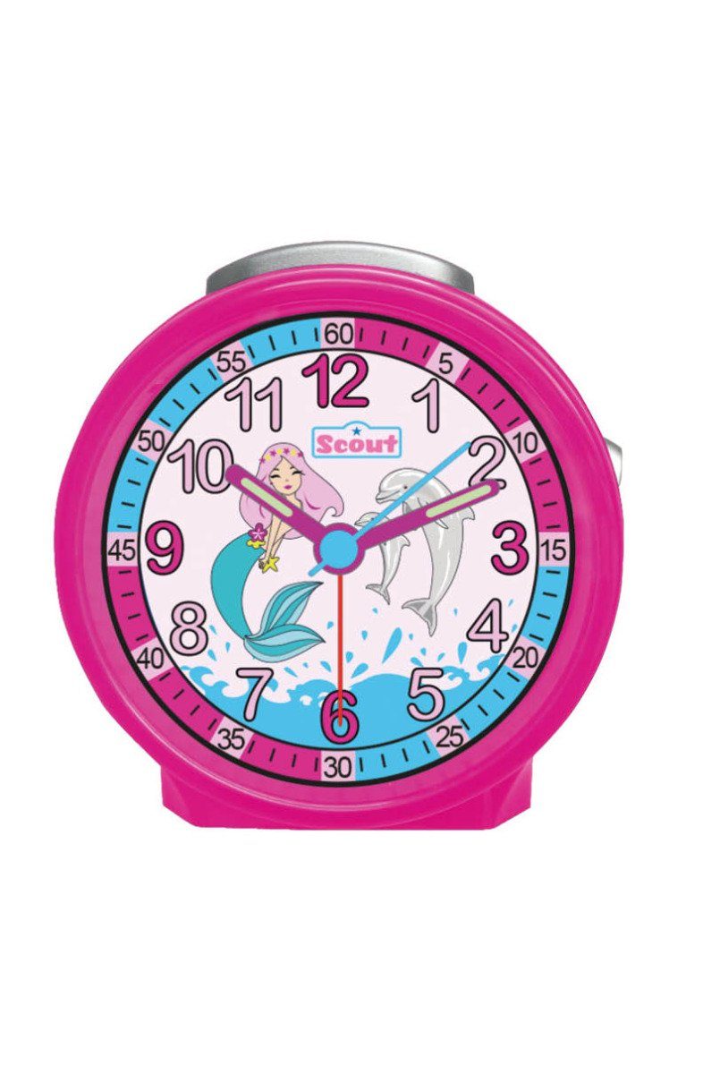 Scout Kinderwecker 280001037 Mädchen-Wecker Friends Delfin Nixe Pink Analog Quarz