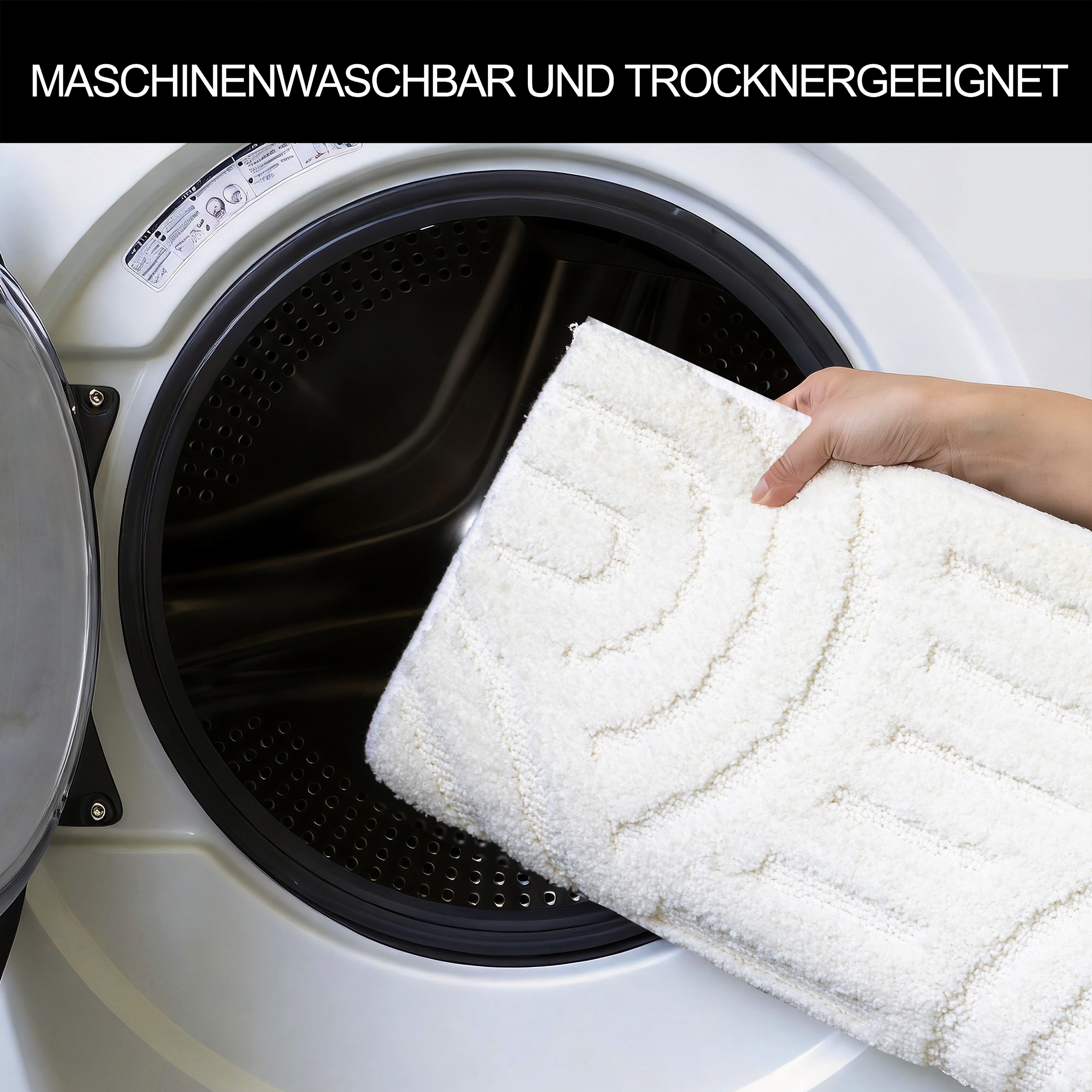OTTO home Badematte Regona Scandi, Badvorleger, Badezimmer Teppich, Duschvorleger, Höhe 10 mm, rutschhemmend beschichtet, strapazierfähig, Polyester, rechteckig – Bild 5 von 5