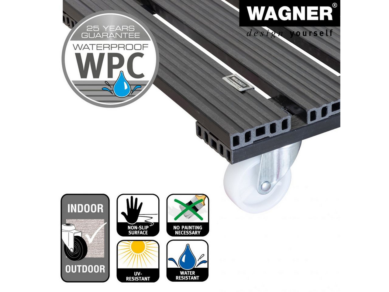 Thumbnail - Wagner-System Pflanzenroller WAGNER Pflanzenroller WPC eckig 38,5 x 38,5 cm