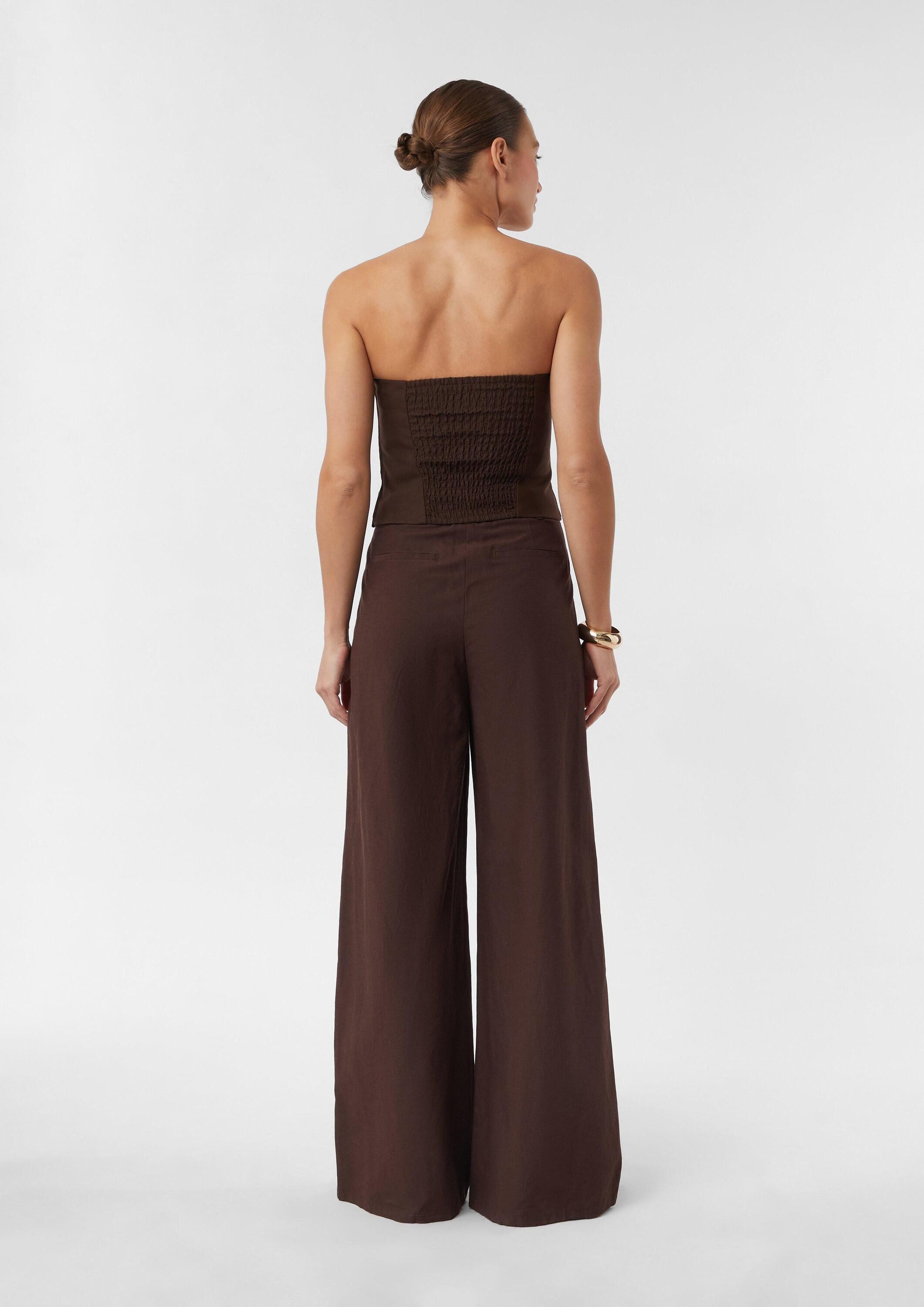 comma Blusentop Bluse Festives Corsagen-Top mit Smok-Detail, comma x Füsun Lindner