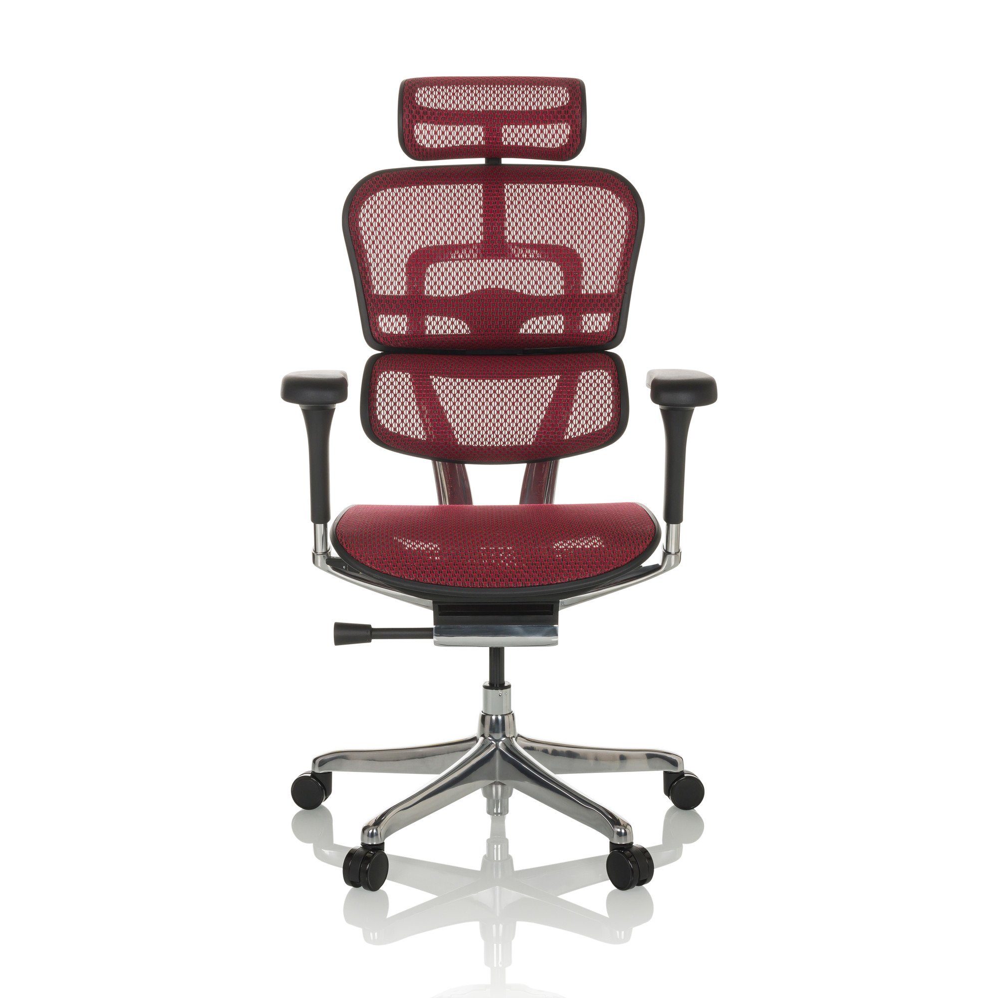 hjh ERGOHUMAN ergonomisch Chefsessel (1 Netzstoff I OFFICE Rot St), Drehstuhl Bürostuhl Luxus