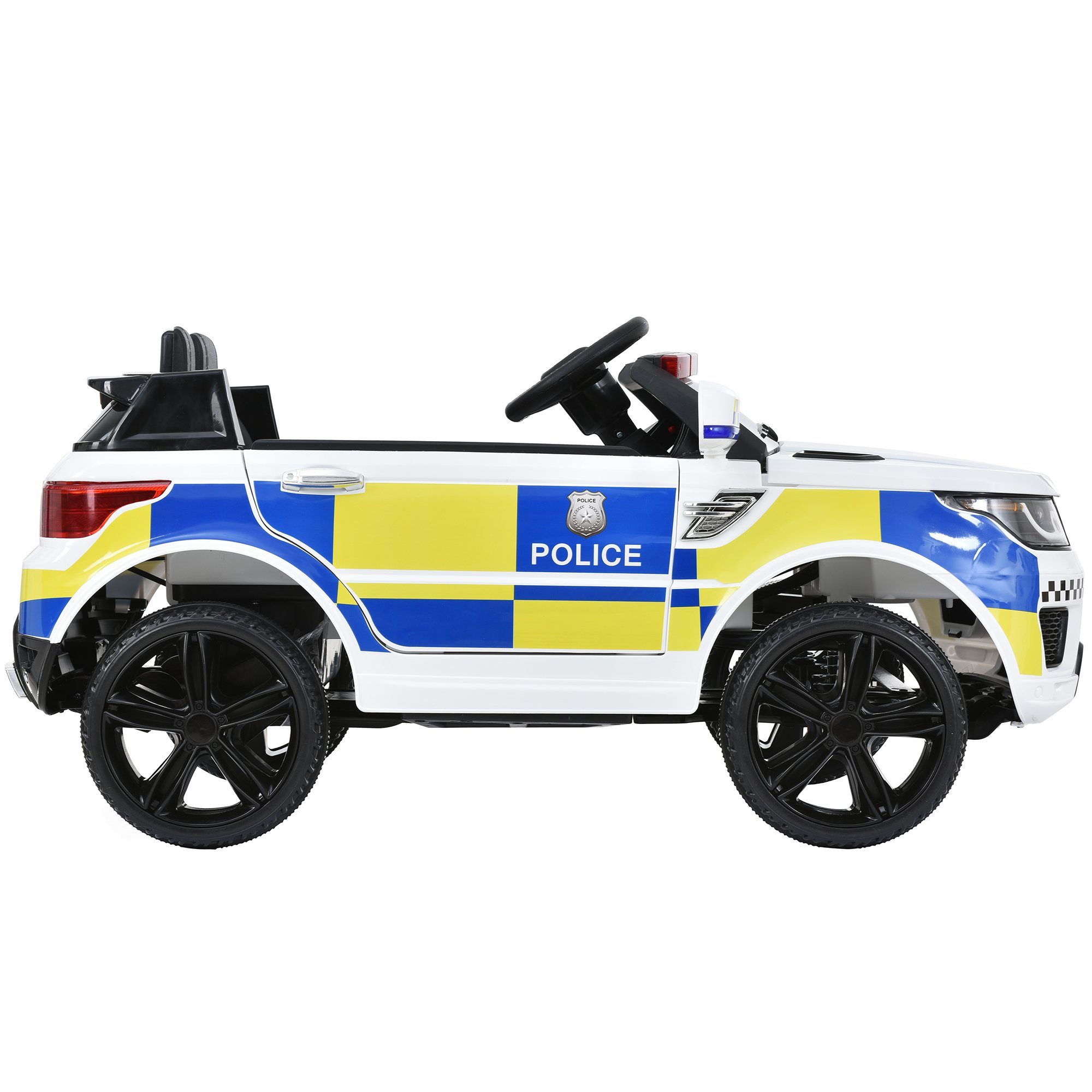 REDOM Mit 37-95 30 Bluetooth Elektro-Kinderauto 3-5km/h, mit inkl., Licht, für kg, USB, Belastbarkeit Kinder M 12V Weiß und Hupe, AUX