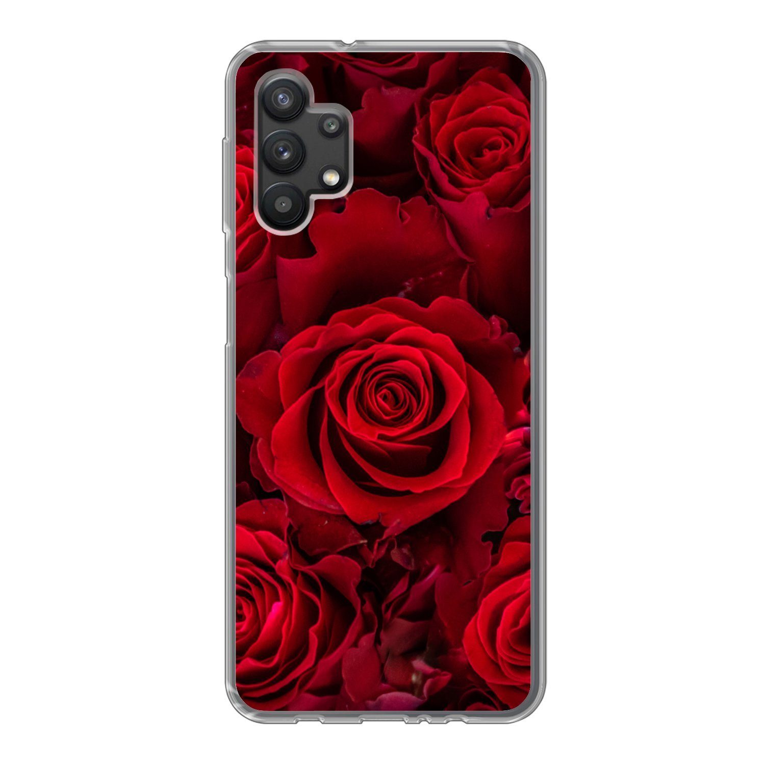 MuchoWow Handyhülle für Samsung Galaxy A32 5G Blumen - Rosen - Rot, Smartphone-Bumper, Print, Handy Schutzhülle Dünn