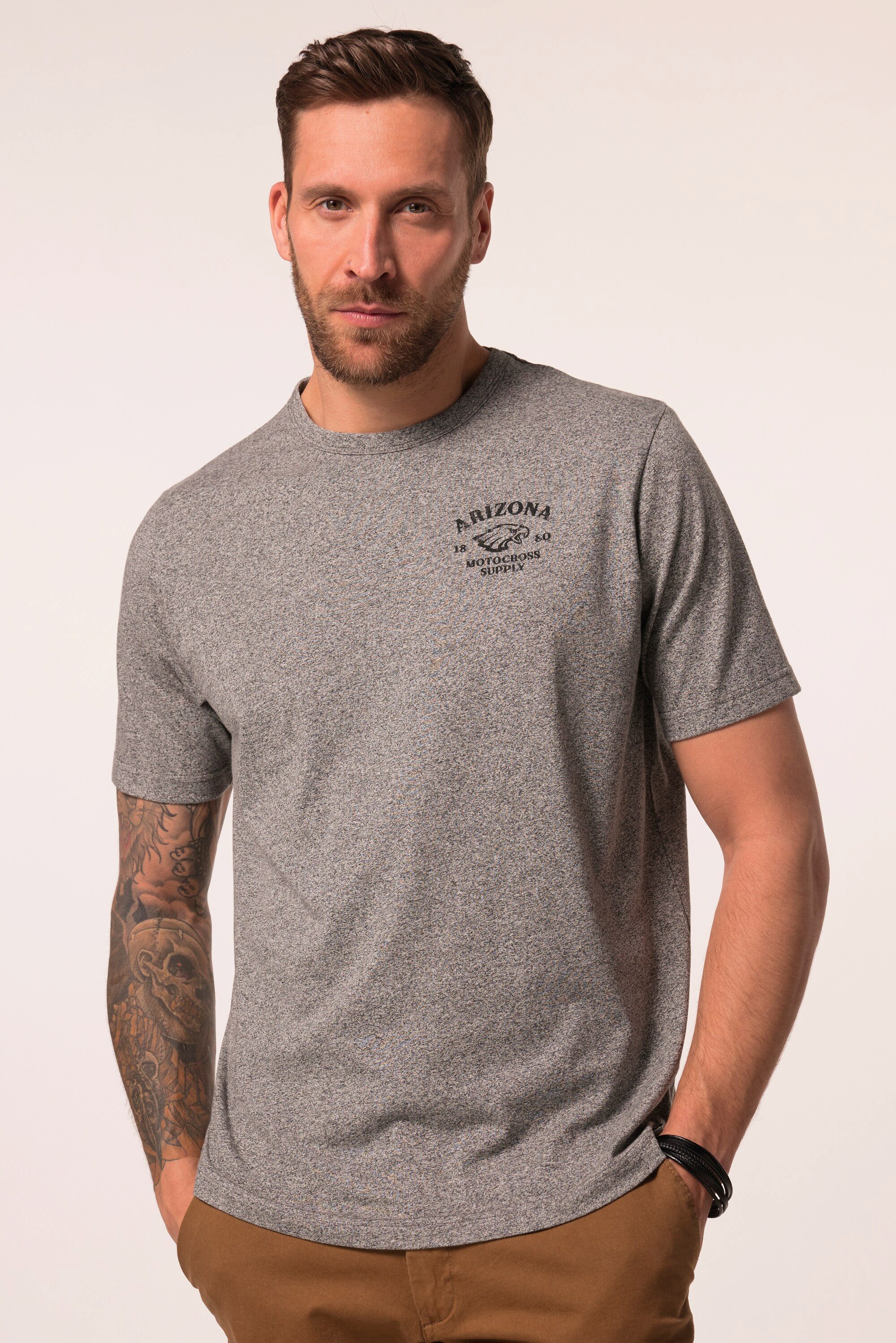 JP1880 T-Shirt JP1880 T-Shirt Halbarm Brustprint Melangejersey günstig online kaufen