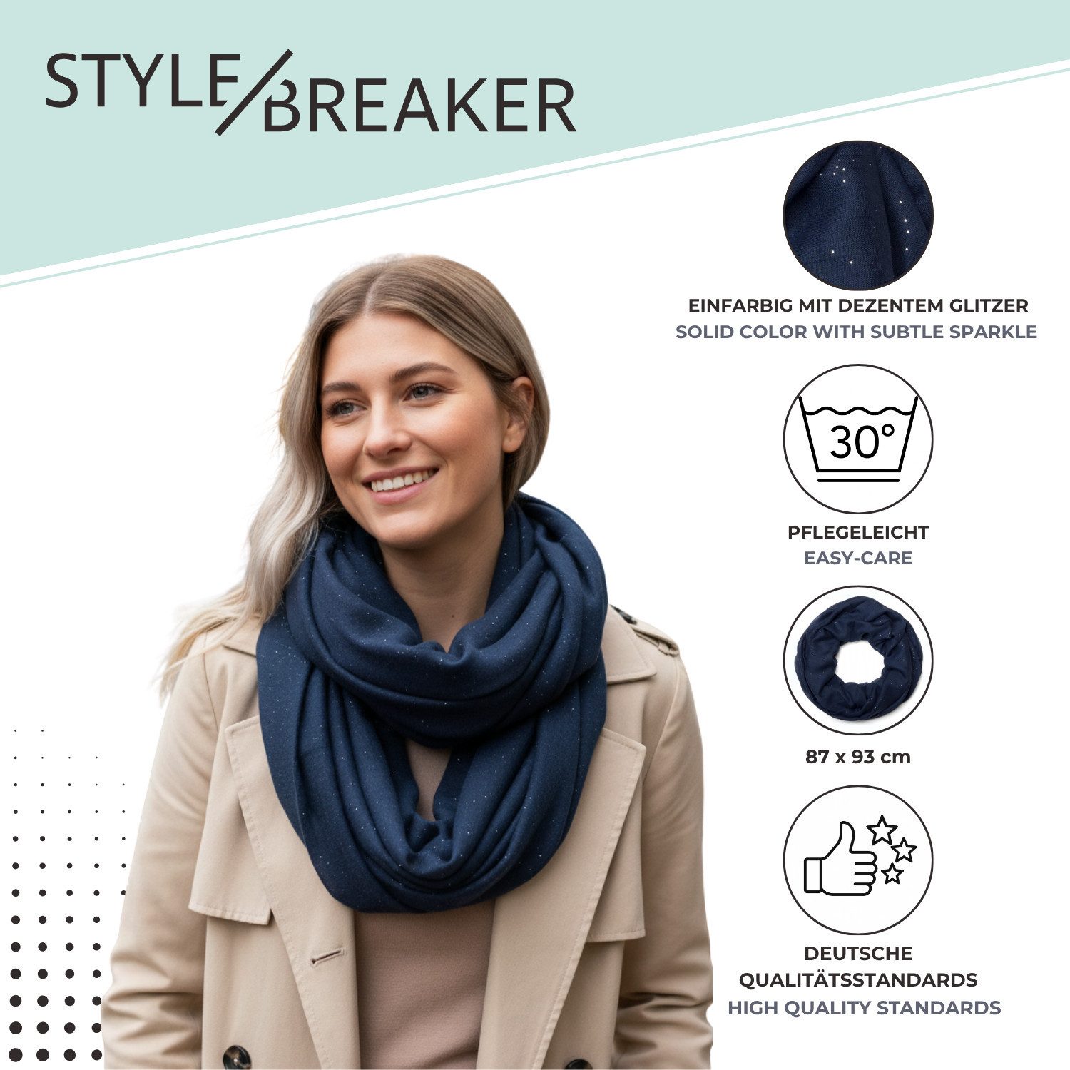 styleBREAKER Loop Loop mit Glitzer unifarben, (1-St)