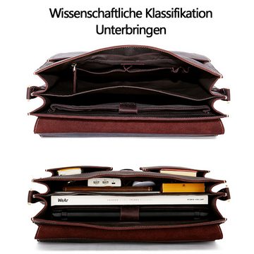 WISHDOR Umhängetasche Henkeltasche Handtasche Leder Tragetasche Aktentasche Tasche Vintage (Schultertasche Arbeitstasche Messenger-Tasche Top Griff Schultergurt, Ledertasche, Unitasche, Bürotasche, Freizeittasche, Echtleder), Herren Frauen Jungen Freizeit Arbeit Business Schule Büro Reisen usw