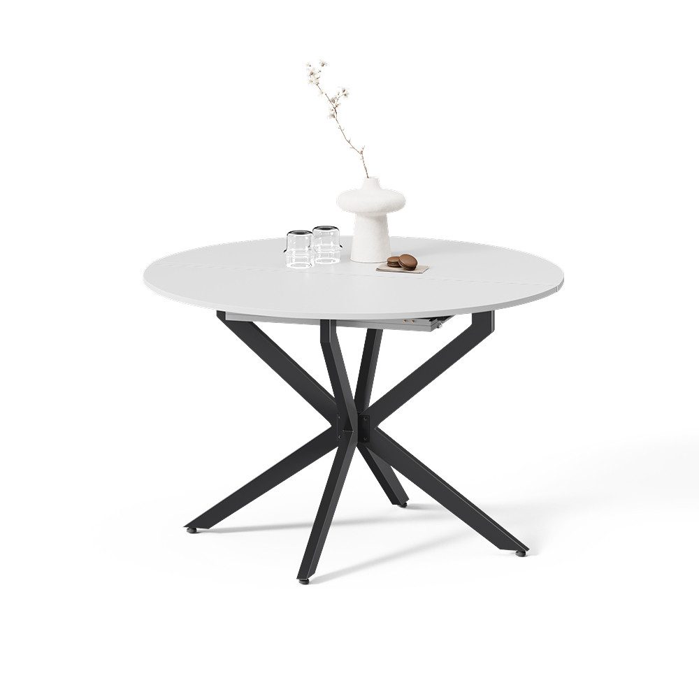 Livinity® Esstisch Firenze, Weiß/Schwarz, 120 x 120 cm ausziehbar (1-St)