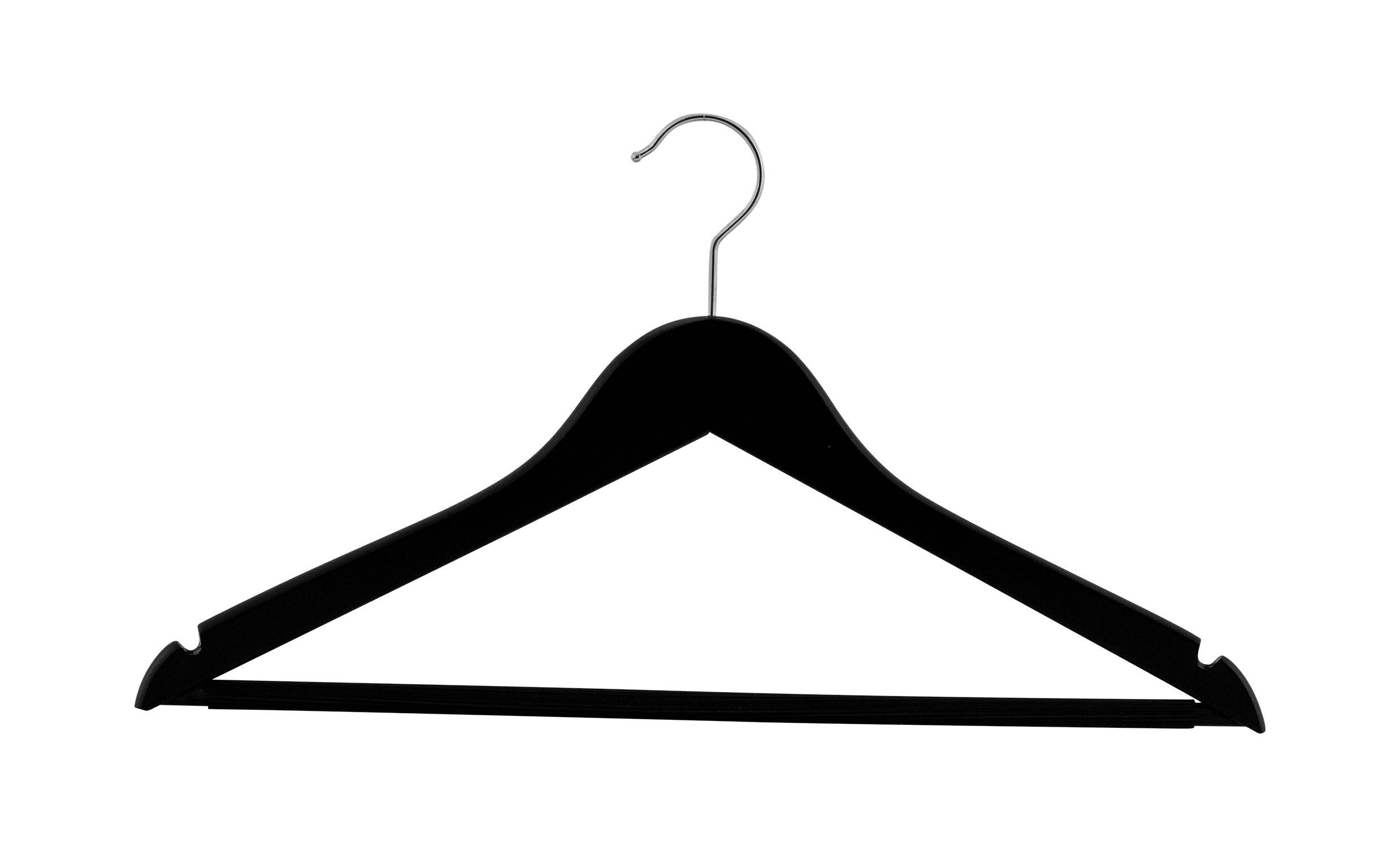 MAWA Kleiderbügel Kombi-Kleiderbügel mit Holzsteg und Rockeinkerbung, (5-tlg) Schwarz