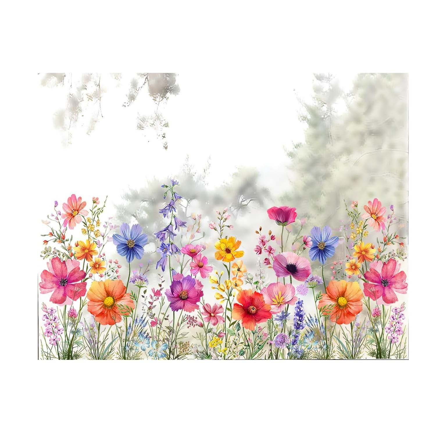 Coonoor Fensterbild Frühling Blaues Windspiel Blumen Fenstersticker DIY günstig online kaufen