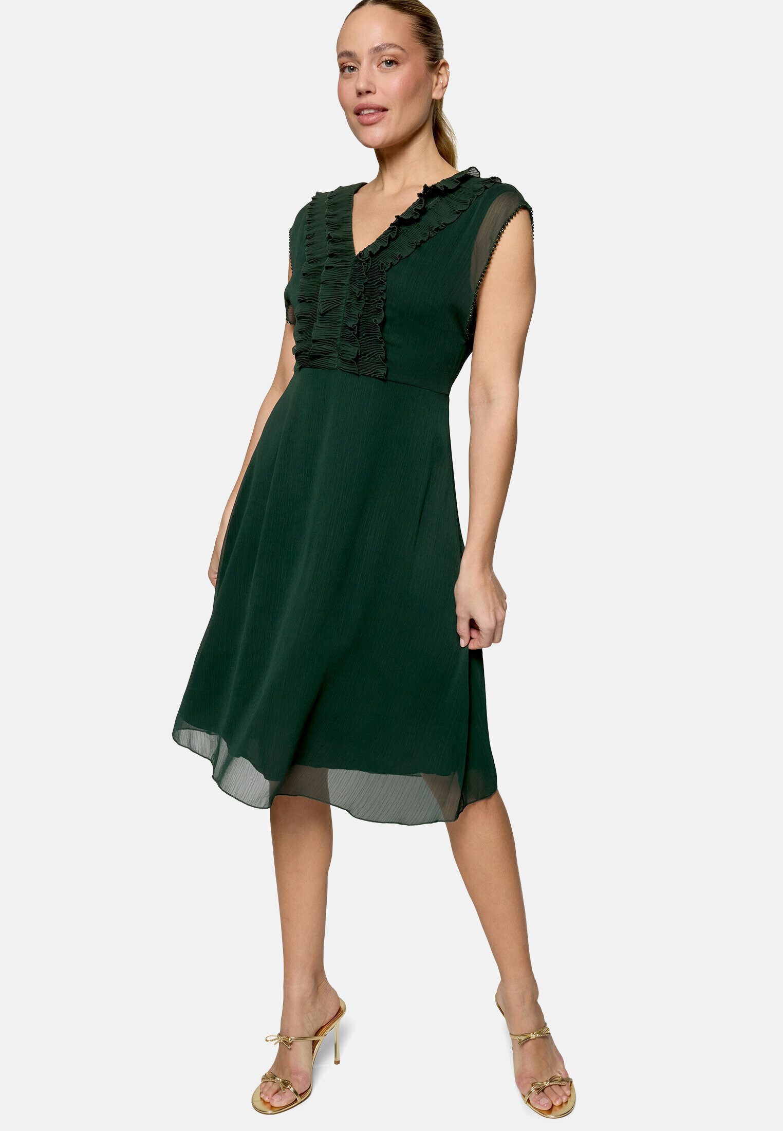 Zero Chiffonkleid Damen mit Rüschen Perlen
