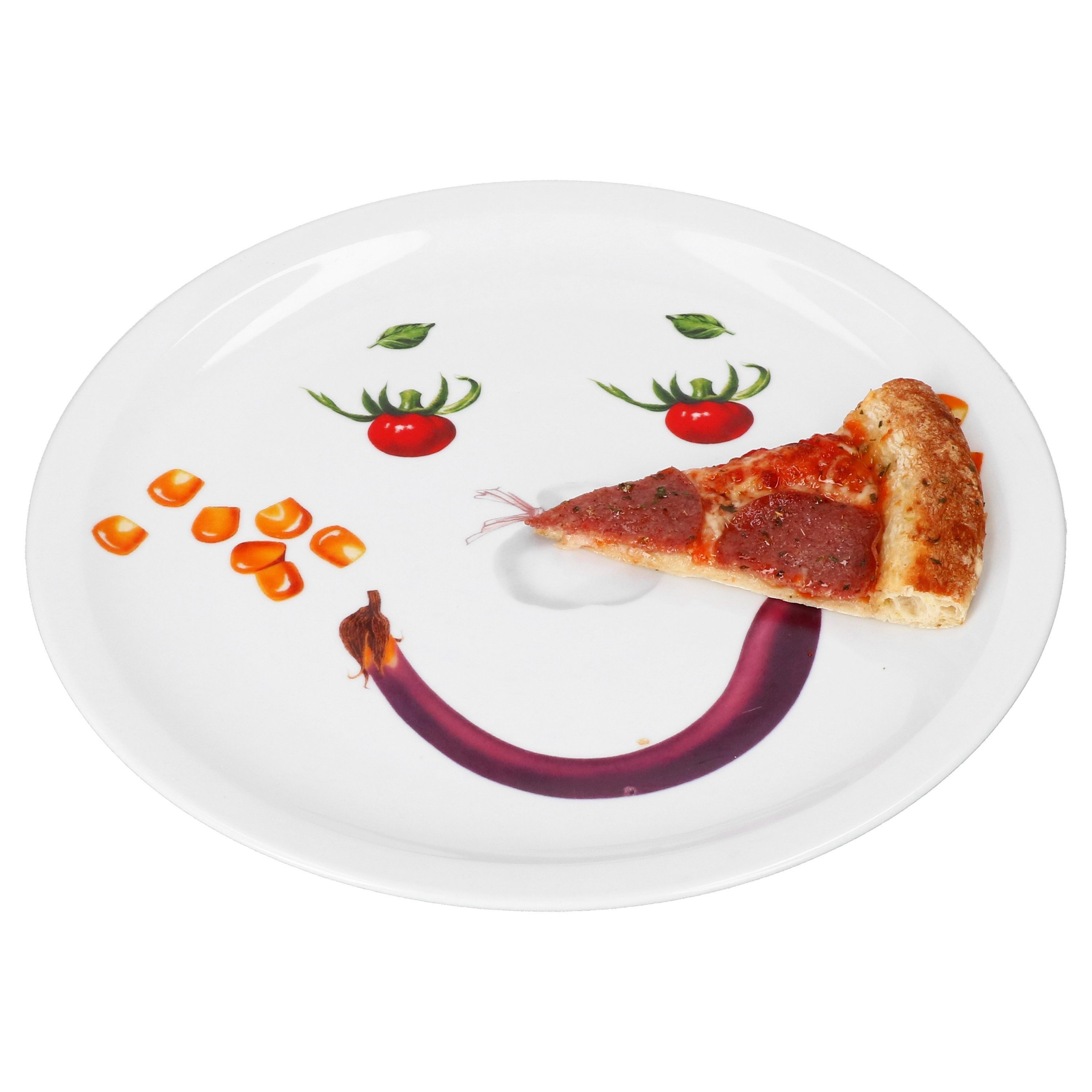 MamboCat Pizzateller 2er Set Smiley Pizzateller Ø30,5cm Servier-Platte Gemüse-Gesicht