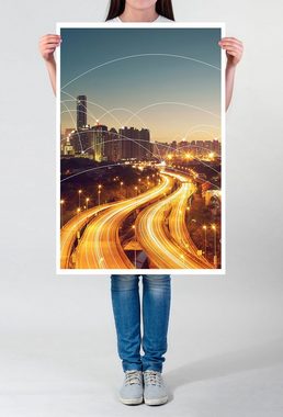 Sinus Art Poster Urbane Fotografie  Leuchtende Skyline bei Nacht 60x90cm Poster