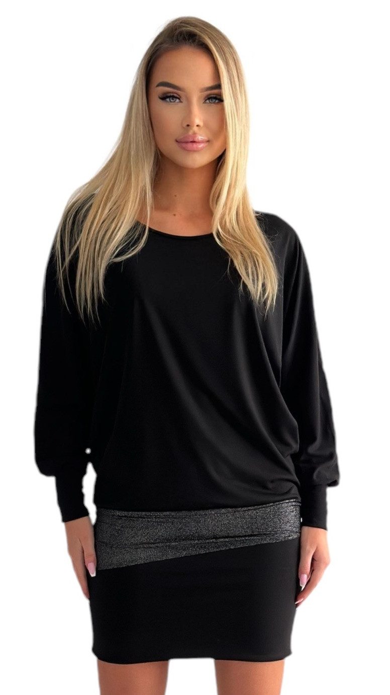 Partykleid Damen Minikleid festlich Glitzer Kleid Pulli Tunika S M L XL XXL 9531
