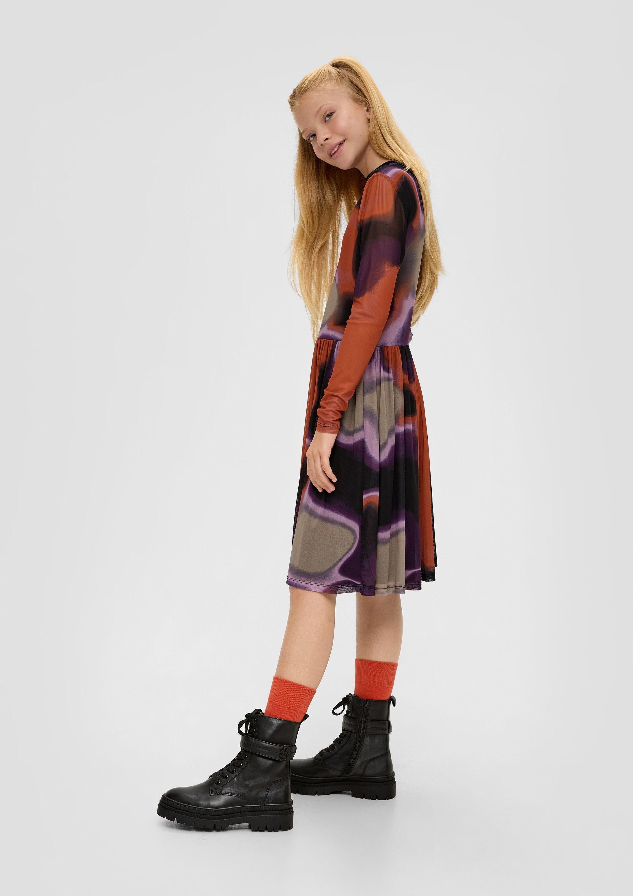 s.Oliver Minikleid Kleid Hochgeschlossenes Meshkleid