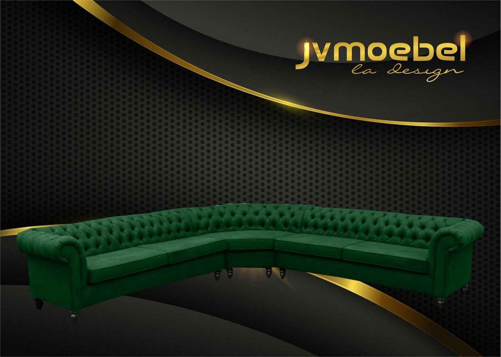 JVmoebel Ecksofa, Ecksofa Sofa Design Chesterfield Couch Textil Stoff Wohnlandschaft Grün