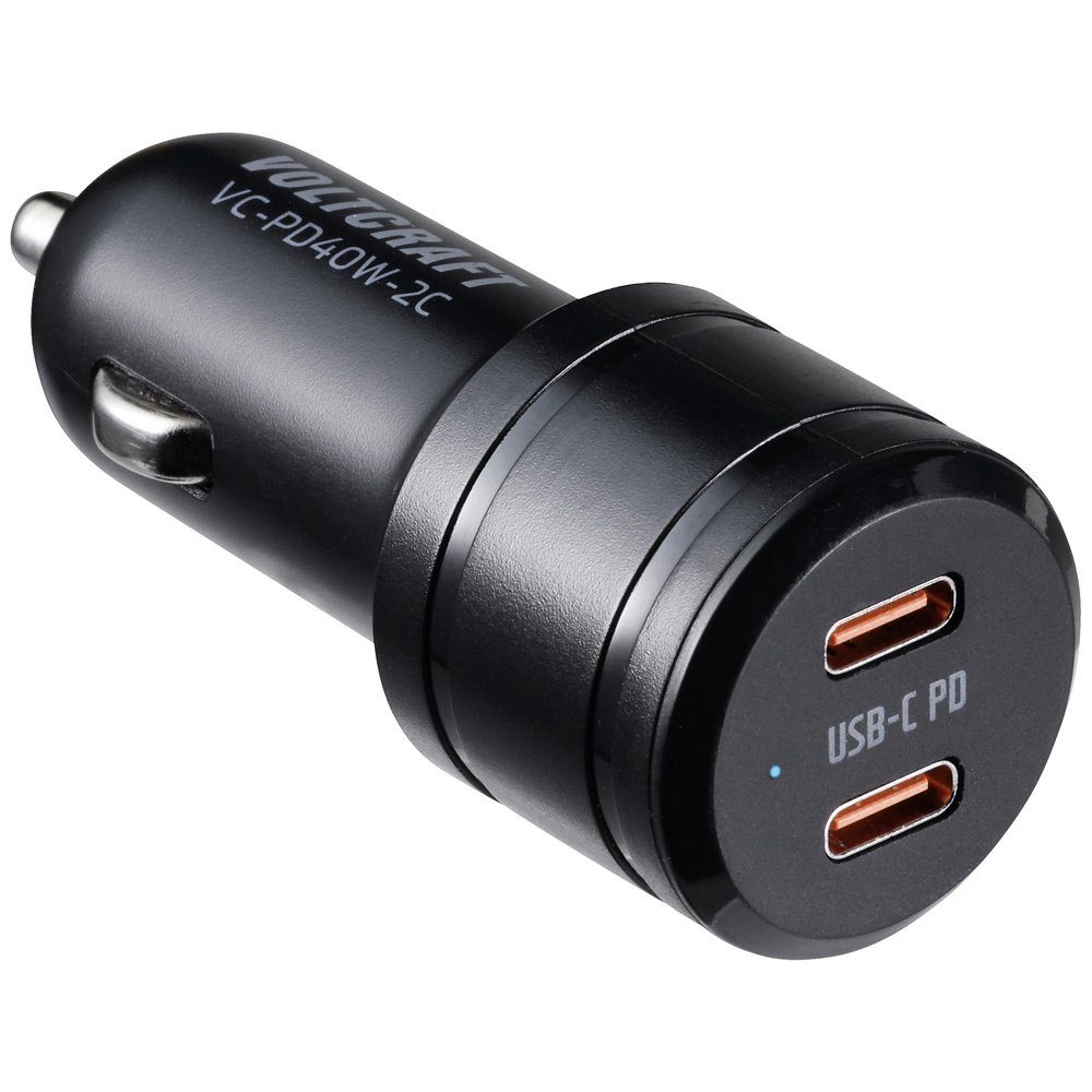 VOLTCRAFT VOLTCRAFT VC-PD40W-2C USB Ladegerät 40 W 2x USB-C® USB PD Schwarz KFZ USB-Ladegerät (VC-PD40W-2C)