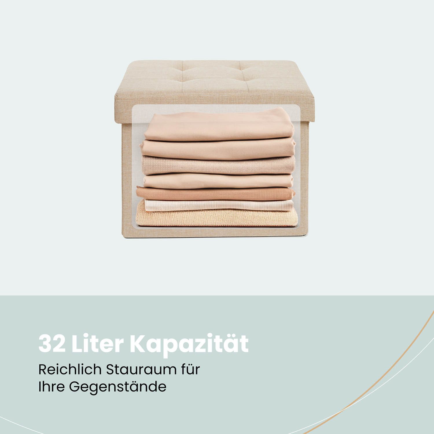 Blumtal Sitztruhe Sitzbank mit Stauraum + Aufbewahrungsboxen bei M & L - Polsterhocker, faltbar, nutzbar als Sitzhocker, Spielzeugtruhe, Fußhocker