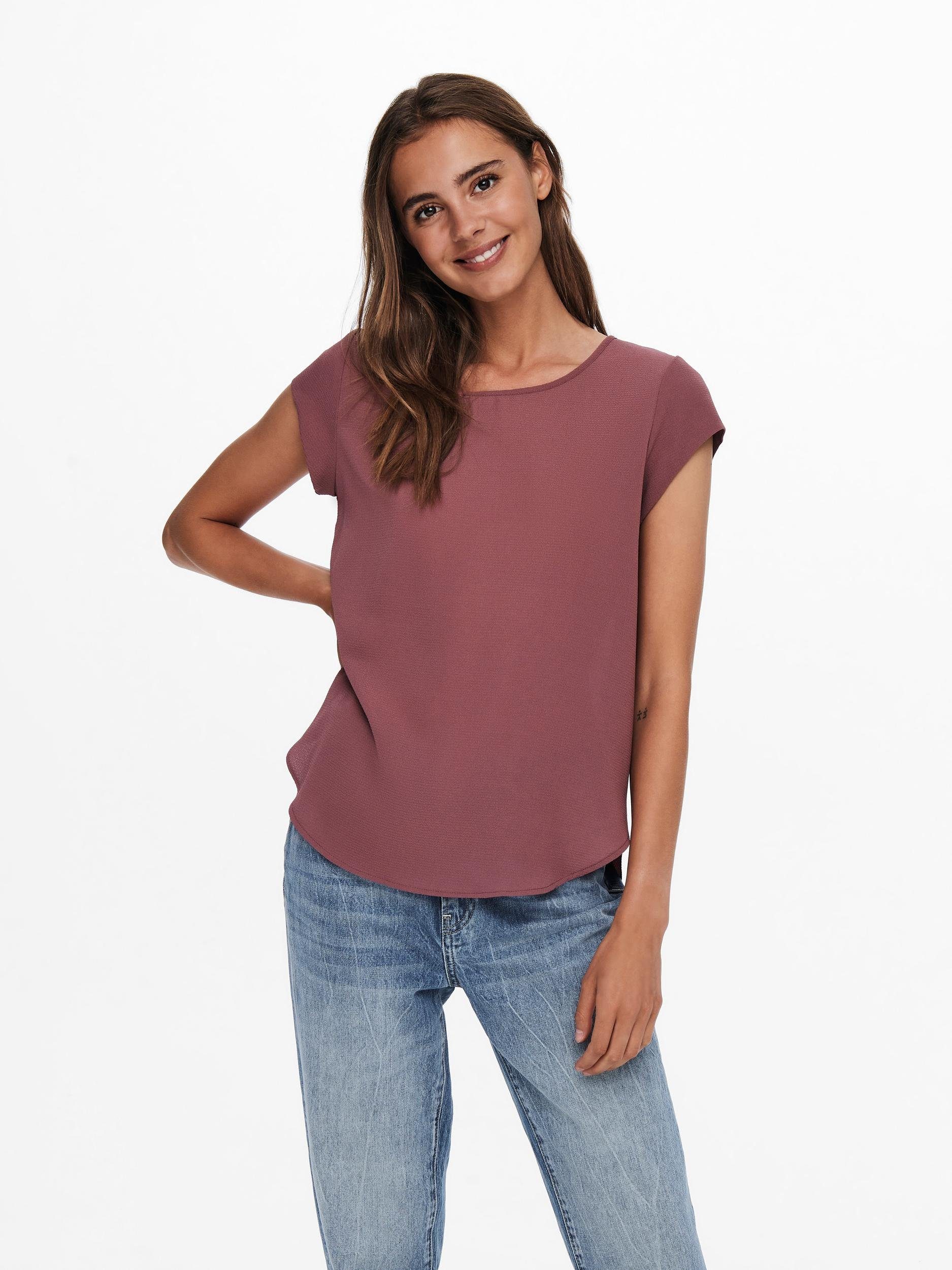 NOOS SOLID ONLY ONLVIC S/S Kurzarmbluse Rose Brown PTM TOP