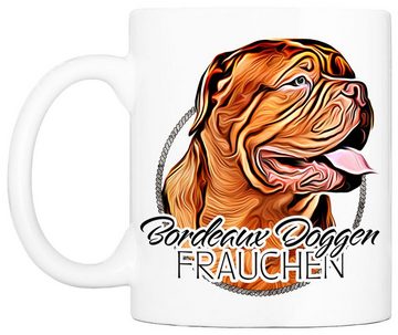 Cadouri Tasse BORDEAUX DOGGEN FRAUCHEN - Kaffeetasse für Hundefreunde, Keramik, mit Hunderasse, beidseitig bedruckt, handgefertigt, Geschenk, 330 ml