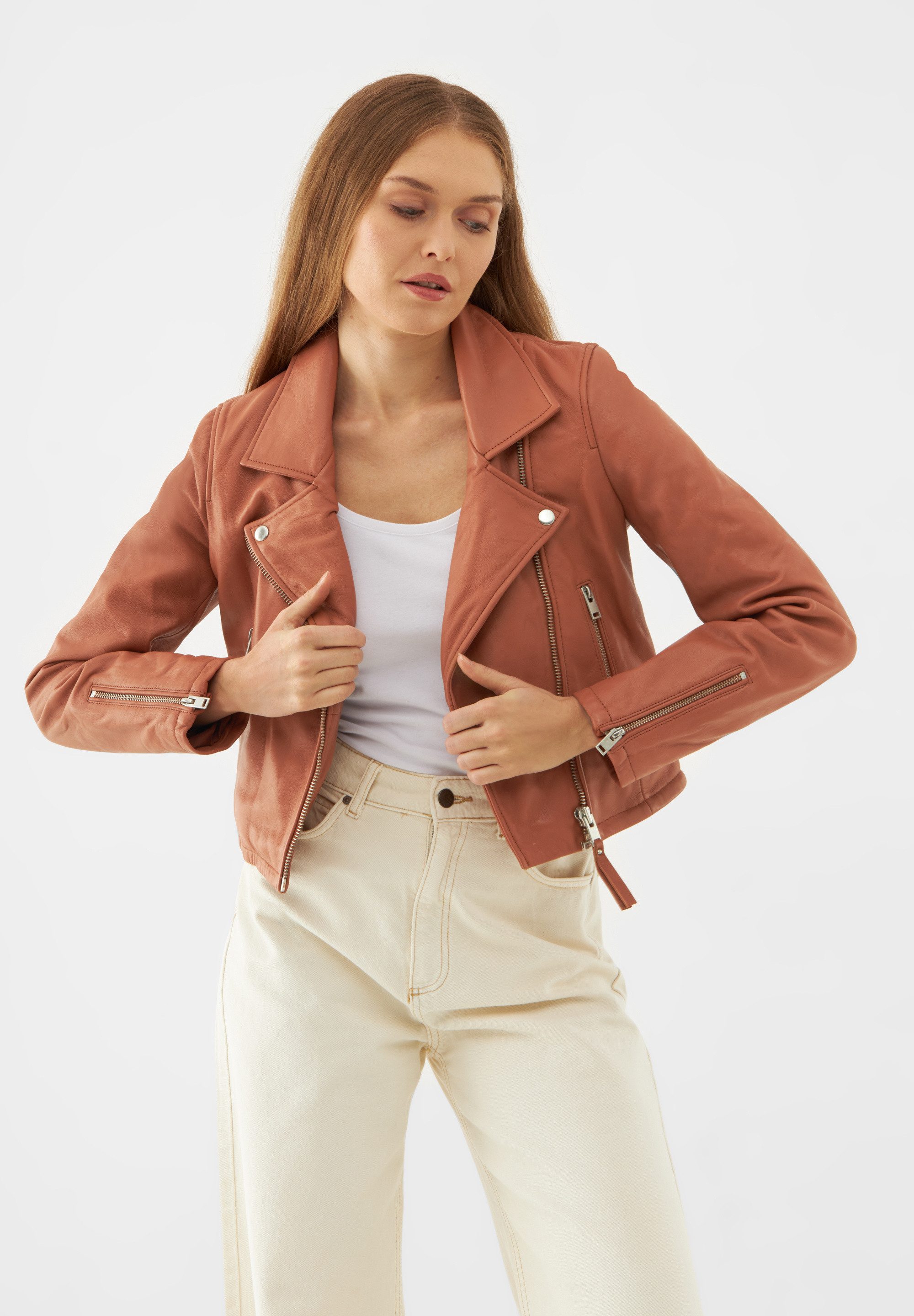 Bolongaro Trevor Bikerjacke MINIMAL BIKER AsymmetrischerVorderverschluss,Reißverschlusstaschen