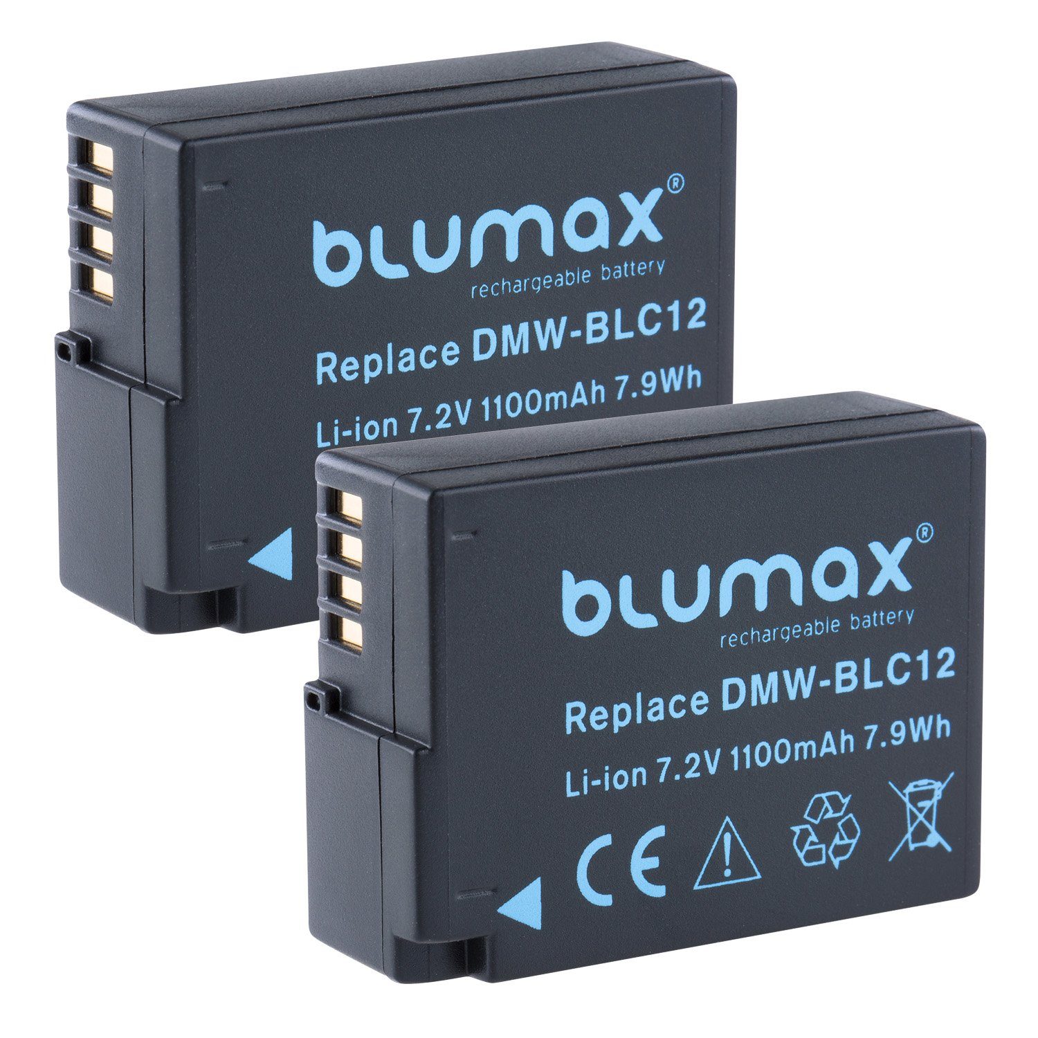 für Blumax mAh Set Panasonic mit 1100 Kamera-Akku Lader DMW-BLC12