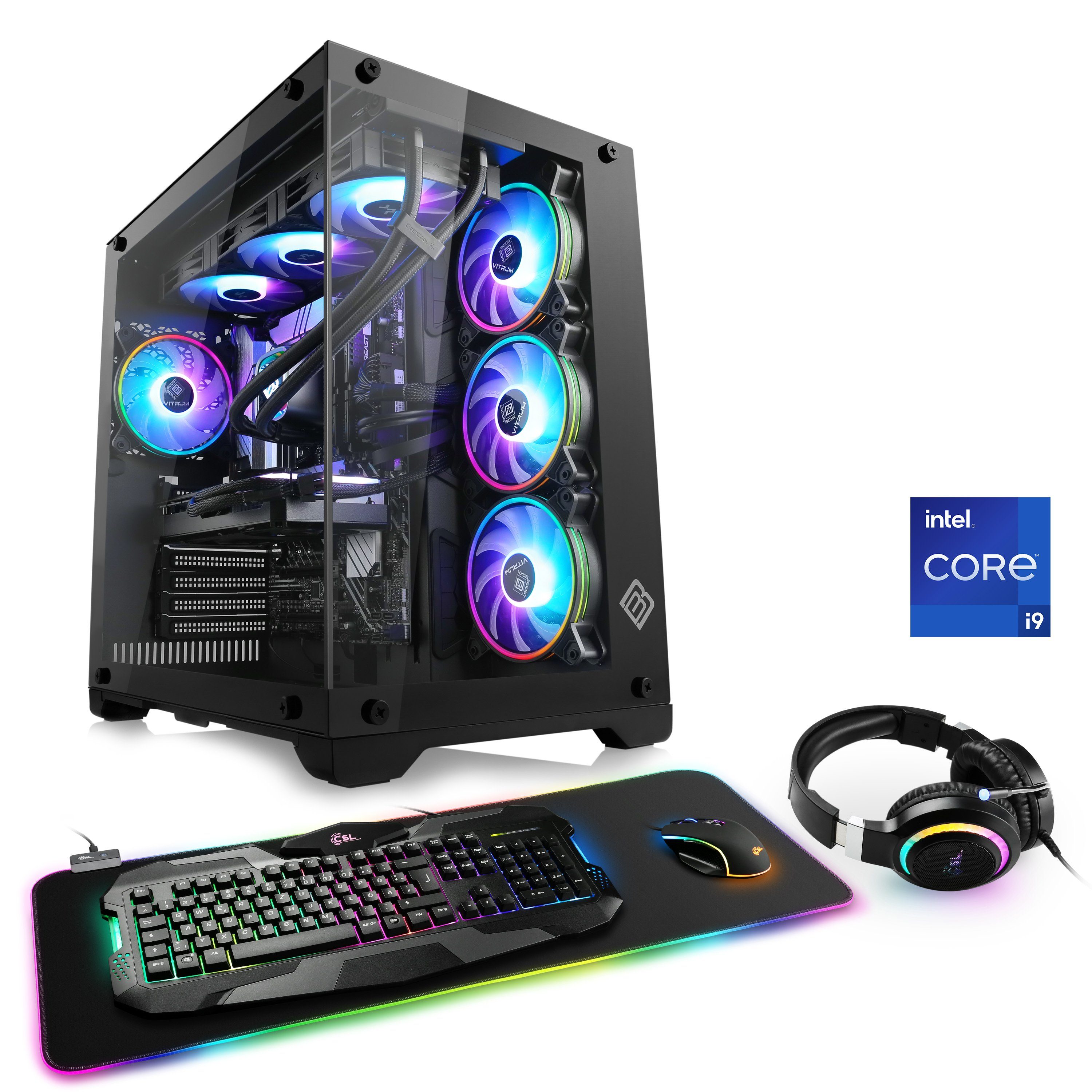 Extreme C94244 Gaming-PC Aqueon Core GeForce Edition (Intel® RTX 2000 GB 64 Wasserkühlung) GB SSD, i9 4090, CSL 13900KF, schwarz RAM,