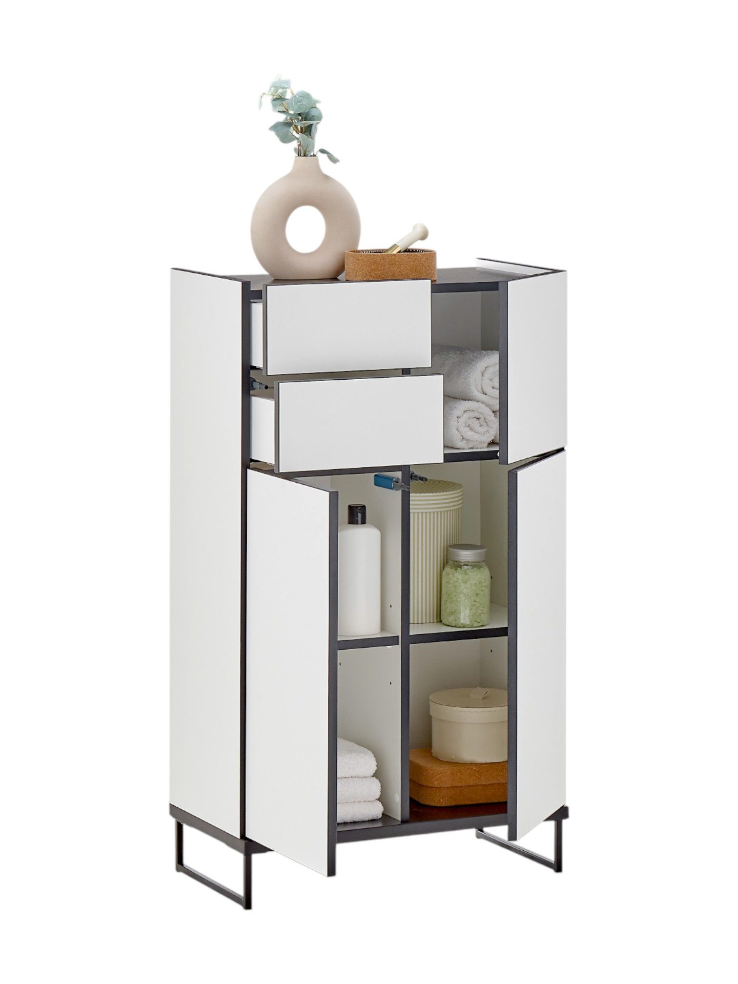 moebel-dich-auf Highboard VEGAS (Badezimmerschrank, Midischrank), Weiß günstig online kaufen