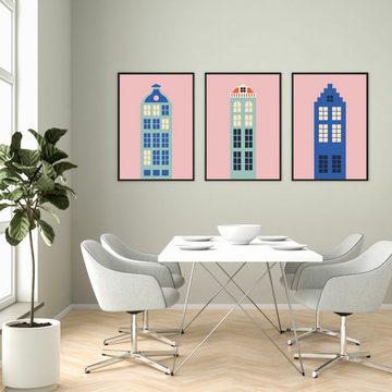 MOTIVISSO Poster Haus Mint/Blau/Rosa - Dreamy Dutch Collection