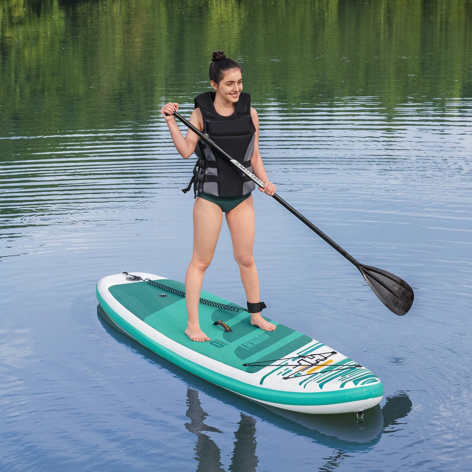 Bestway SUP-Board Hydro Force® HuaKa'i, Allround, (Set, Inkl. Handpumpe, Paddel, Transportrucksack, Coil-Leash), 305 x 84 x 15 cm