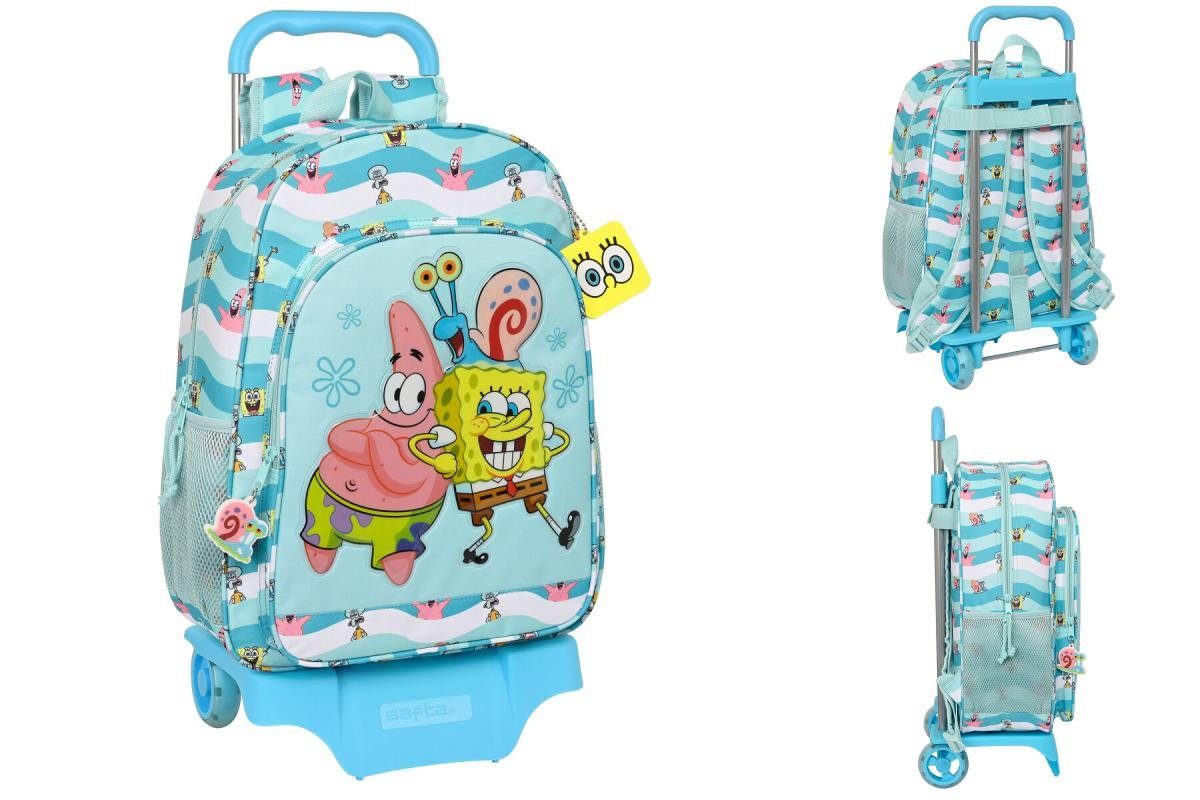 Spongebob Schwammkopf Rucksack Schulrucksack mit Rädern Spongebob Stay positive Blau Weiß 33 x 42 x 14 cm