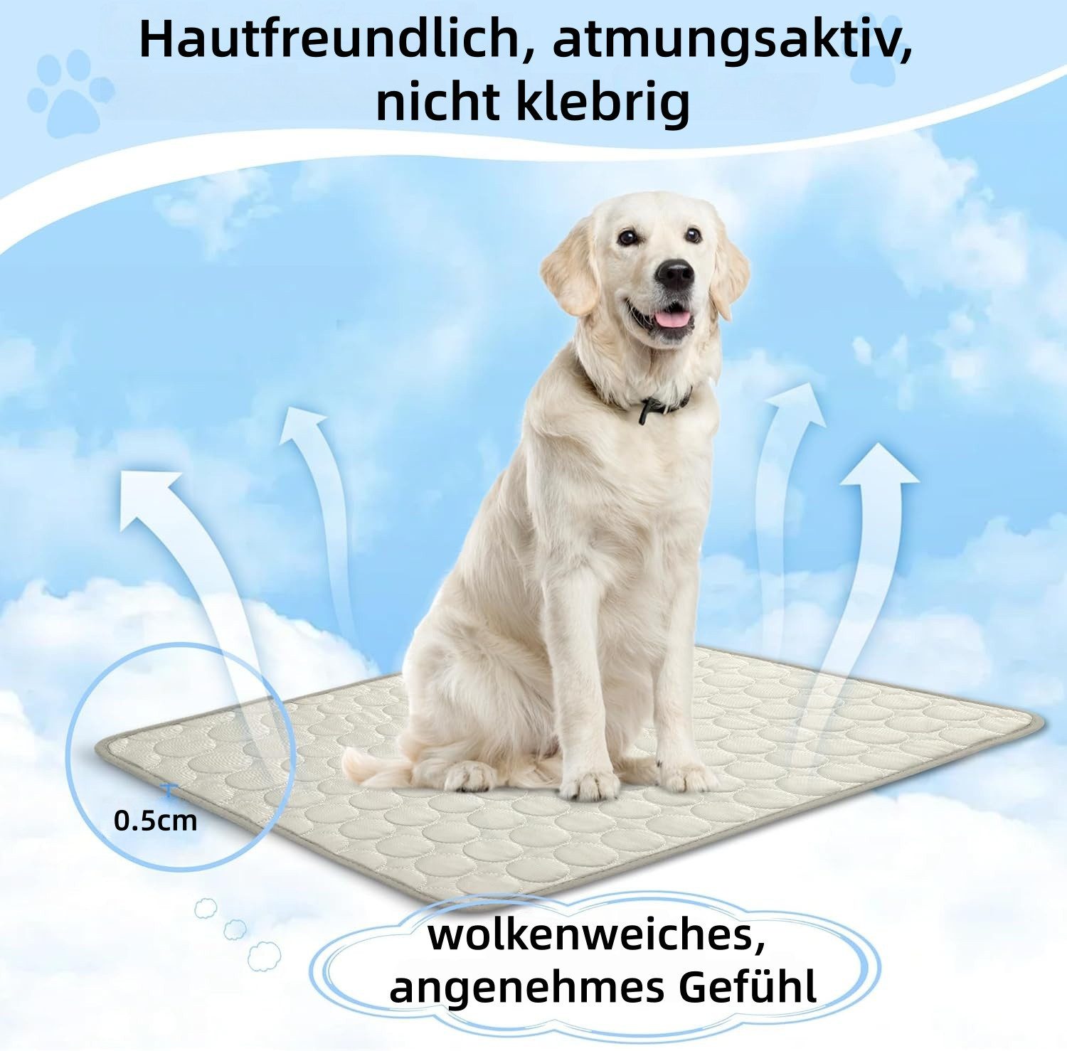 FOUORTUNATE-BEE Hundematte Kühlmatte für Haustiere, selbstkühlend für Hund & Katze, Sommer Kühlmatte für Tiere, für Auto & Outdoor geeignet