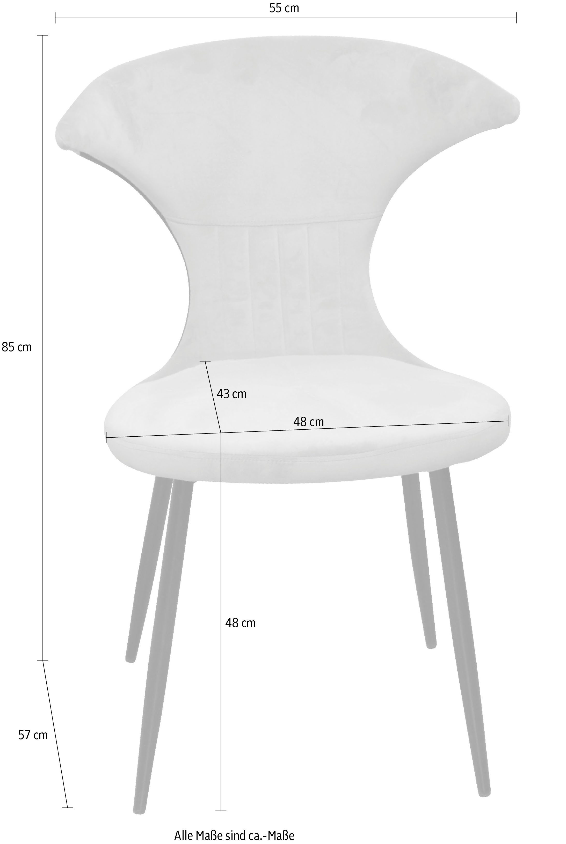 grau Rückenfläche Sitz- 4-Fußstuhl Gestell St), 2 Stahlrohr, aus grau INOSIGN | schaumstoffgepolstert und (Set,