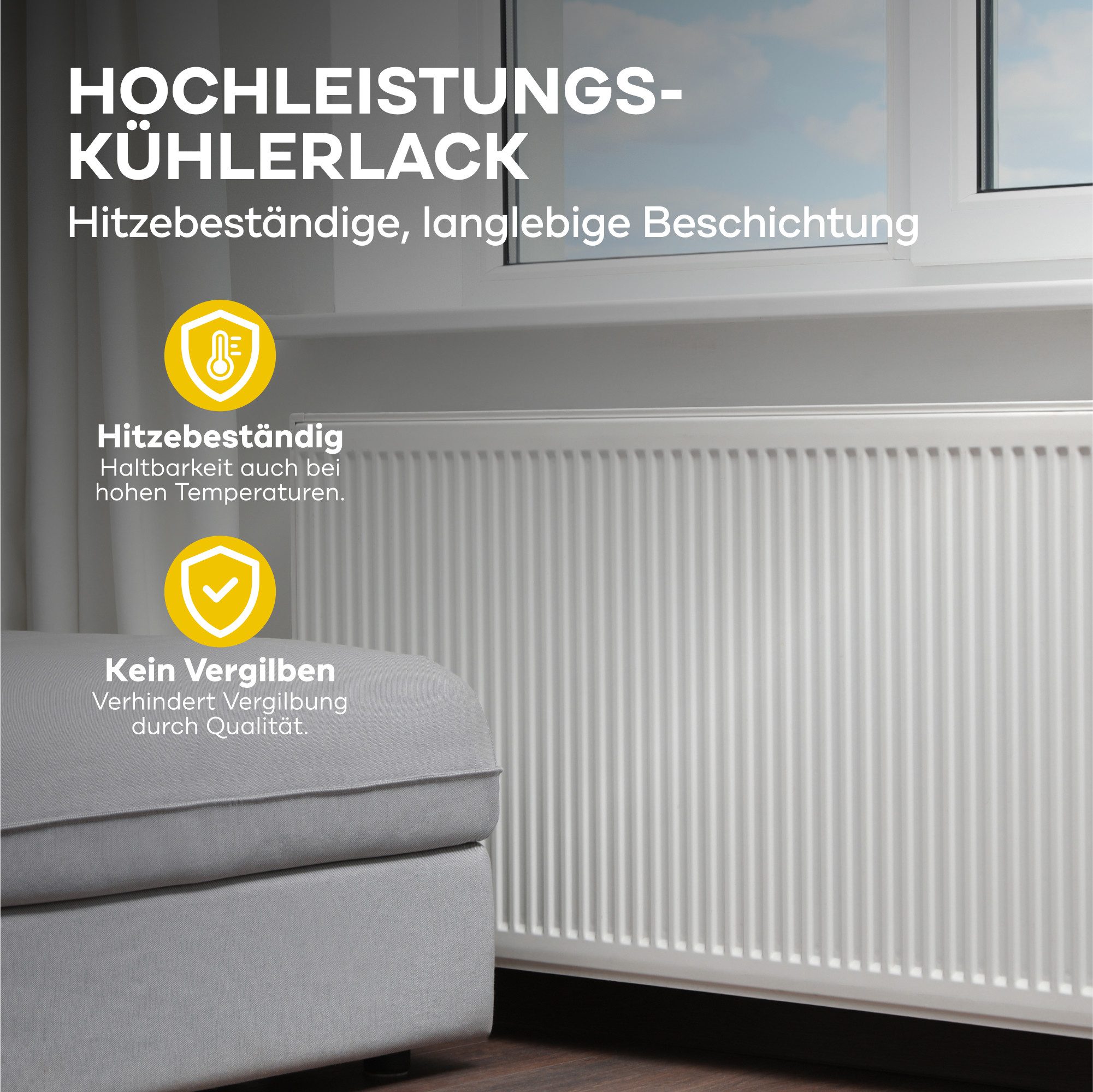 plid Heizkörperlack Premium Heizkörperlack LH Thermolack weiß Glänzend, Schnelltrocknend, verarbeitungsfertig