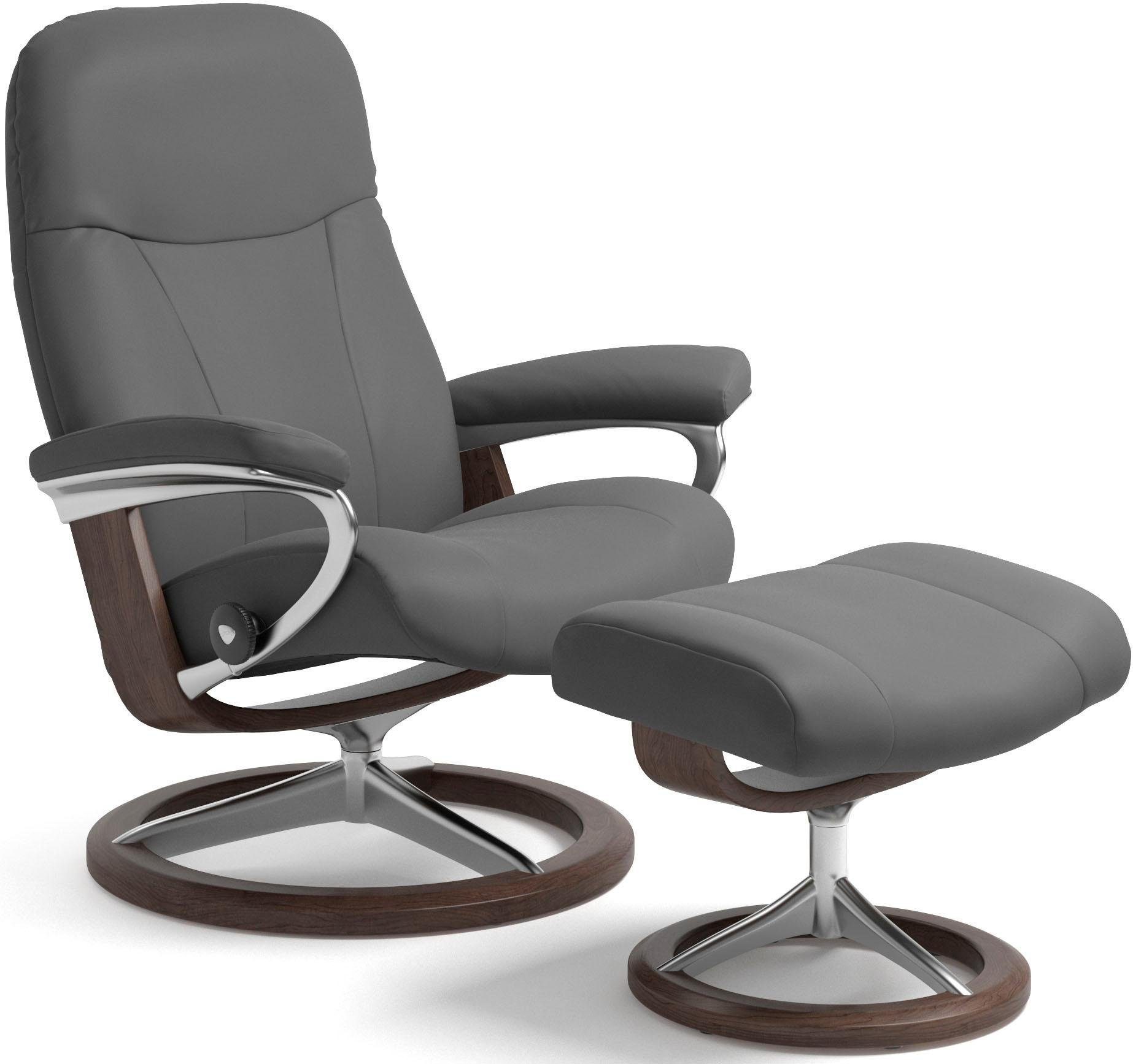 Stressless® Relaxsessel Garda (Set, Relaxsessel mit Hocker), mit Hocker, mit Signature Base, Größe L, Gestell Wenge grey BATICK