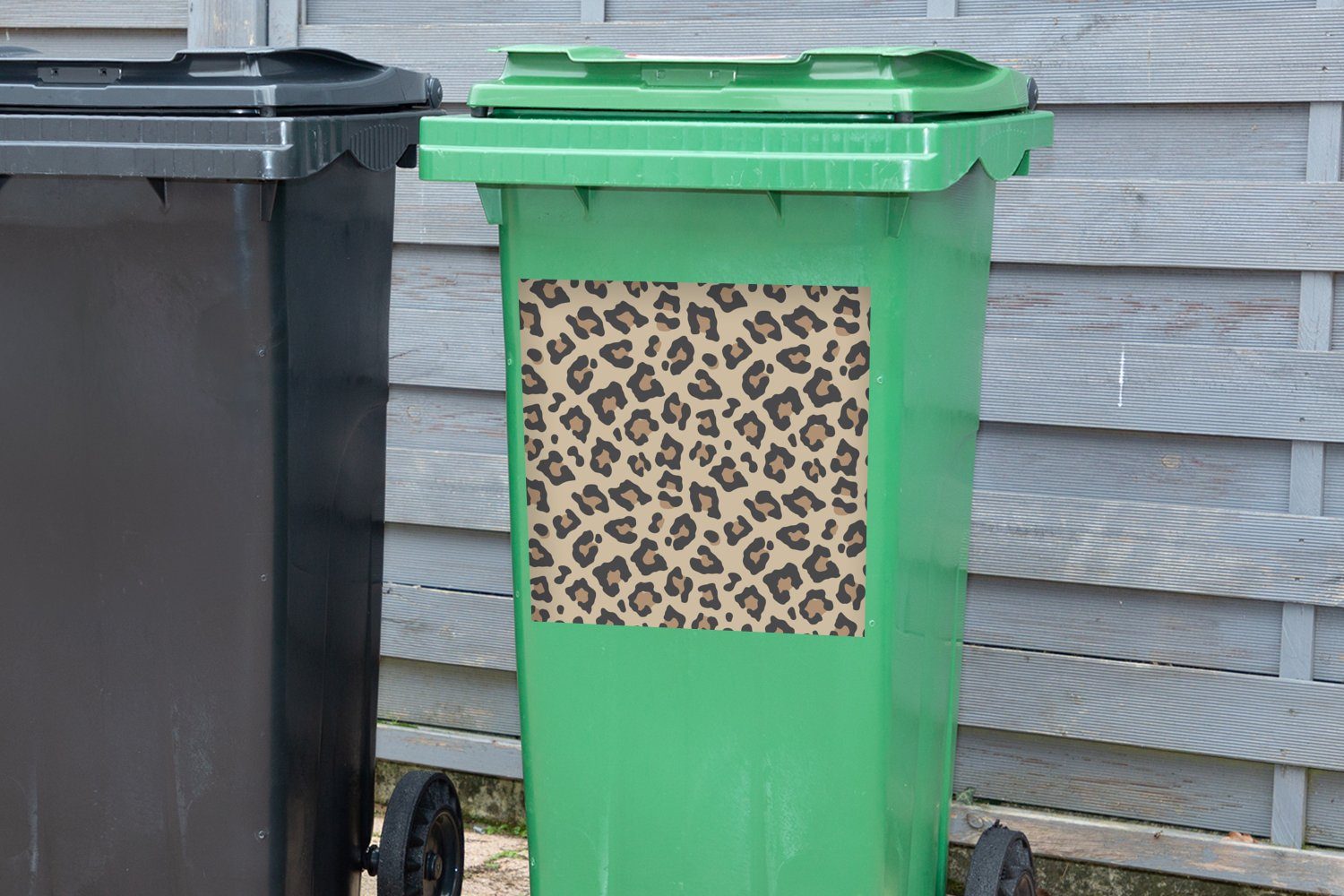 Abfalbehälter Tiermuster Pastell (1 Mülleimer-aufkleber, St), Container, - MuchoWow Wandsticker Mülltonne, Leopard Sticker, -