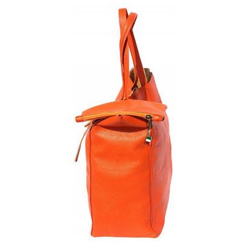 FLORENCE Schultertasche Florence ital. Echtleder Shopper orange (Shopper), Damen Leder Shopper, Schultertasche, orange ca. 30cm