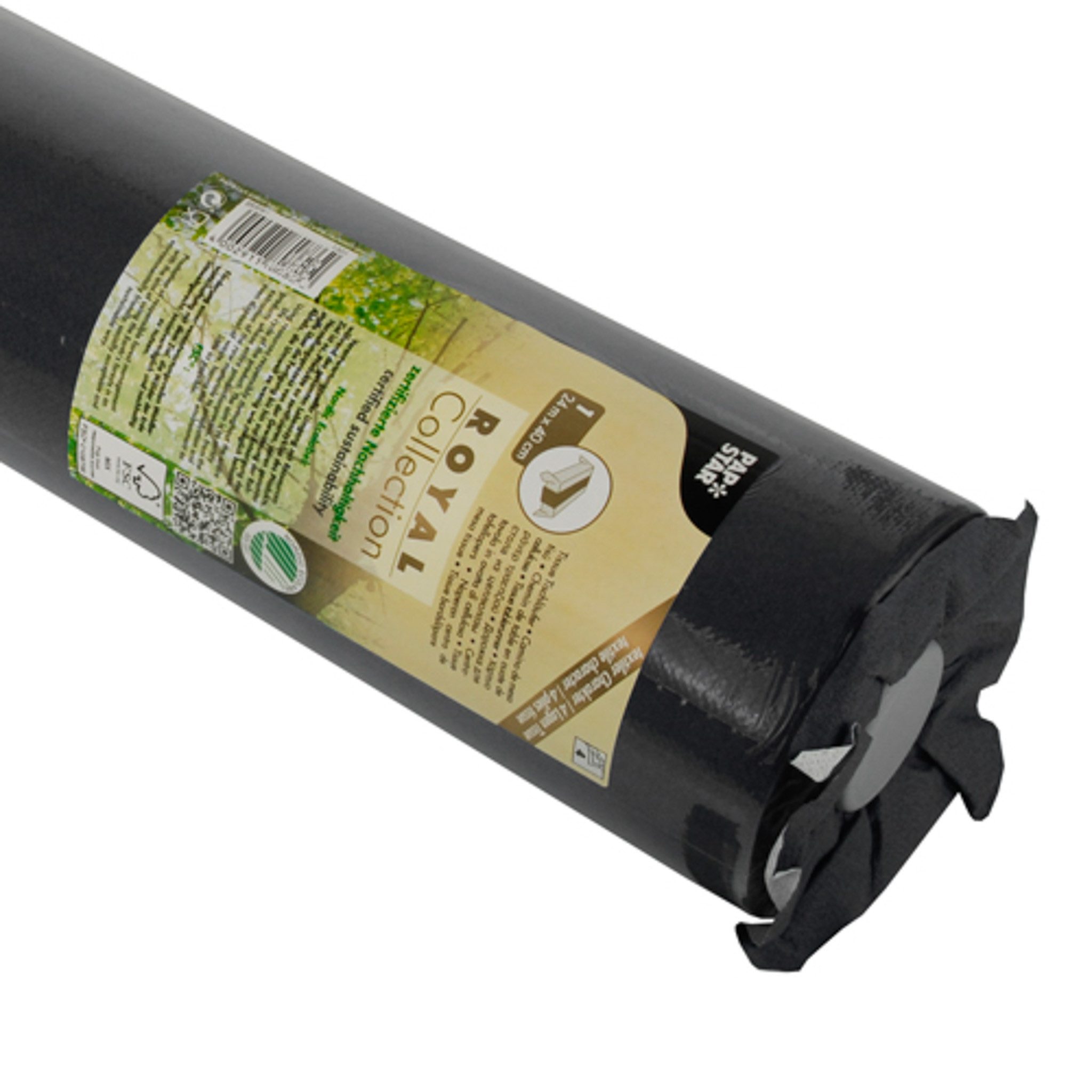 PAPSTAR Tischdecke, Tischläufer stoffähnlich 40cm x 24m Rolle Royal Collection Schwarz