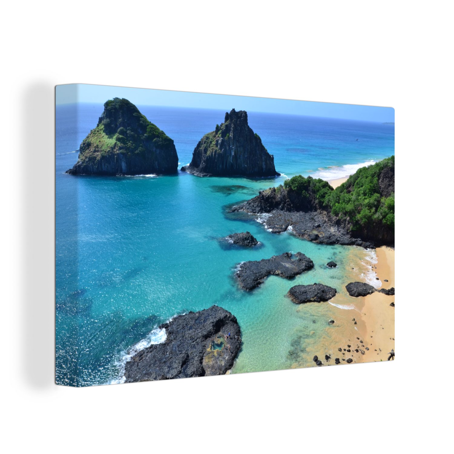 OneMillionCanvasses® Leinwandbild Felsen im Meer Fotodruck Brazillie, (1 St), Wandbild Leinwandbilder, Aufhängefertig, Wanddeko, 30x20 cm