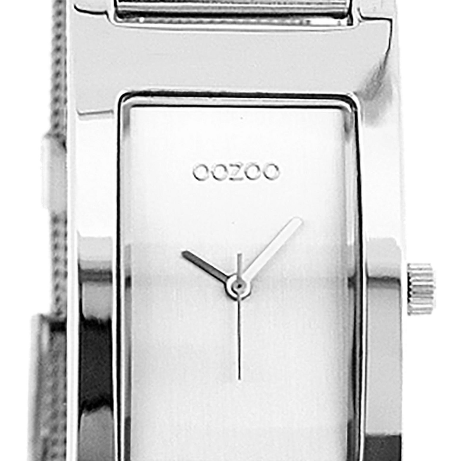 OOZOO Quarzuhr Oozoo Armbanduhr Damen silber, Damenuhr eckig, klein (ca.  25mm) Metallarmband, Fashion-Style