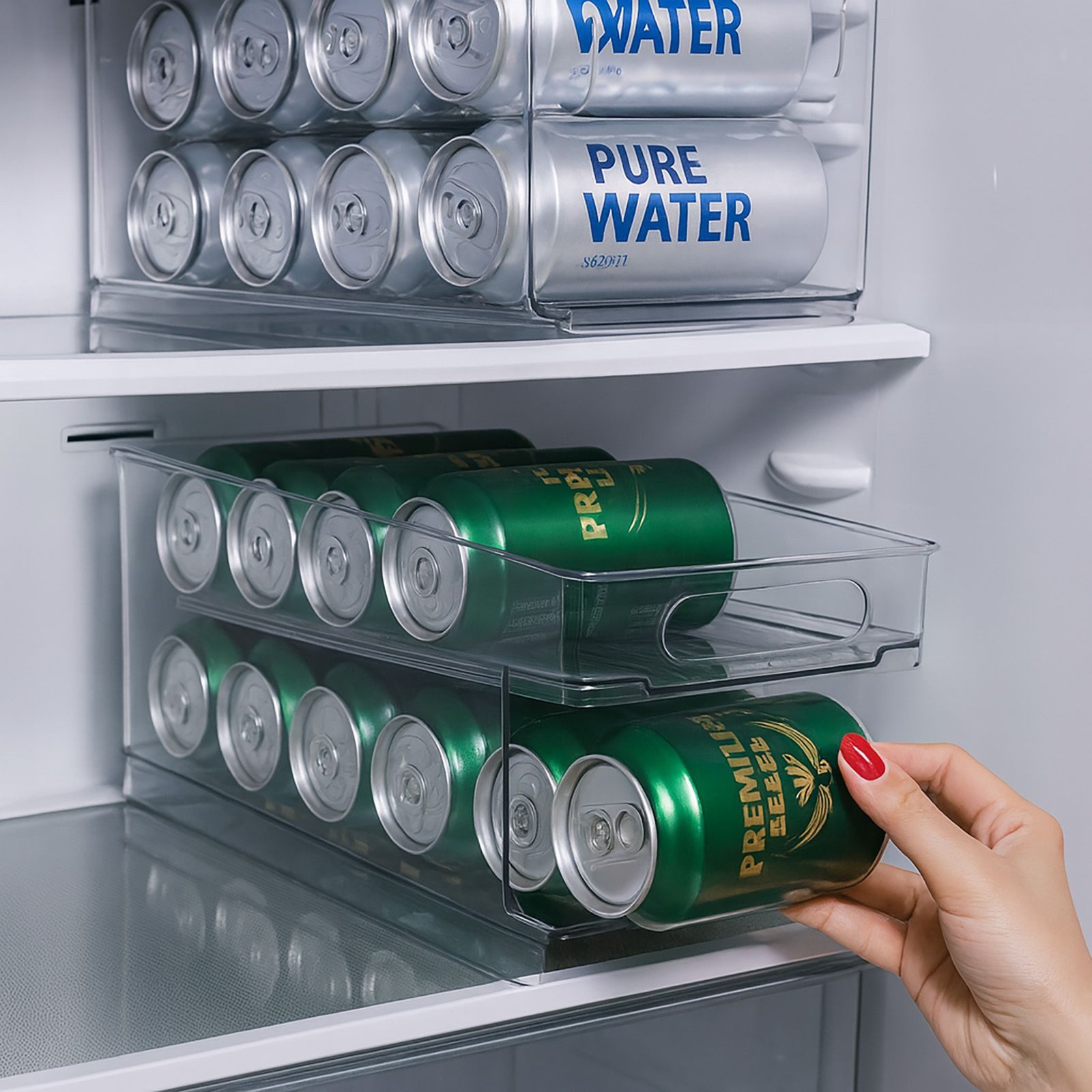 BURI Flaschenablage 12 Kühlschrank Dosen Organizer 150 - 330ml Getränkedosen Dosenspender