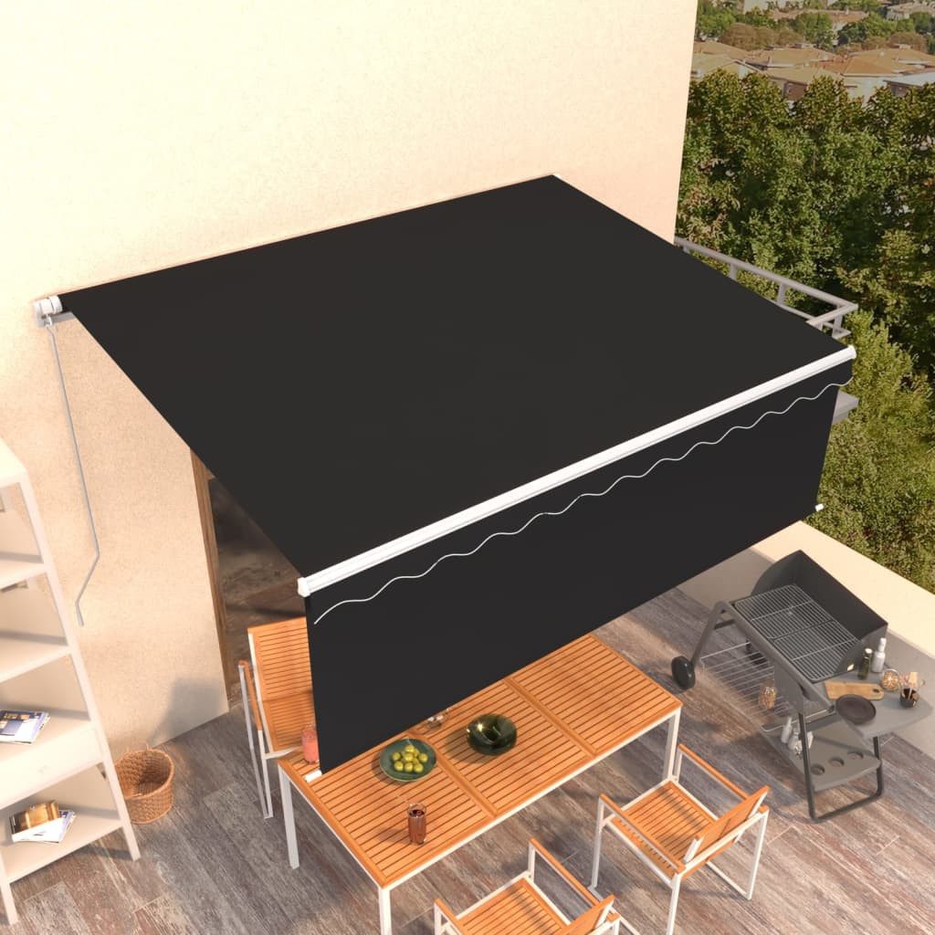 Thumbnail - vidaXL Markise Sonnenschutz Manuell Einziehbar mit Rollo 4x3 m Anthrazit
