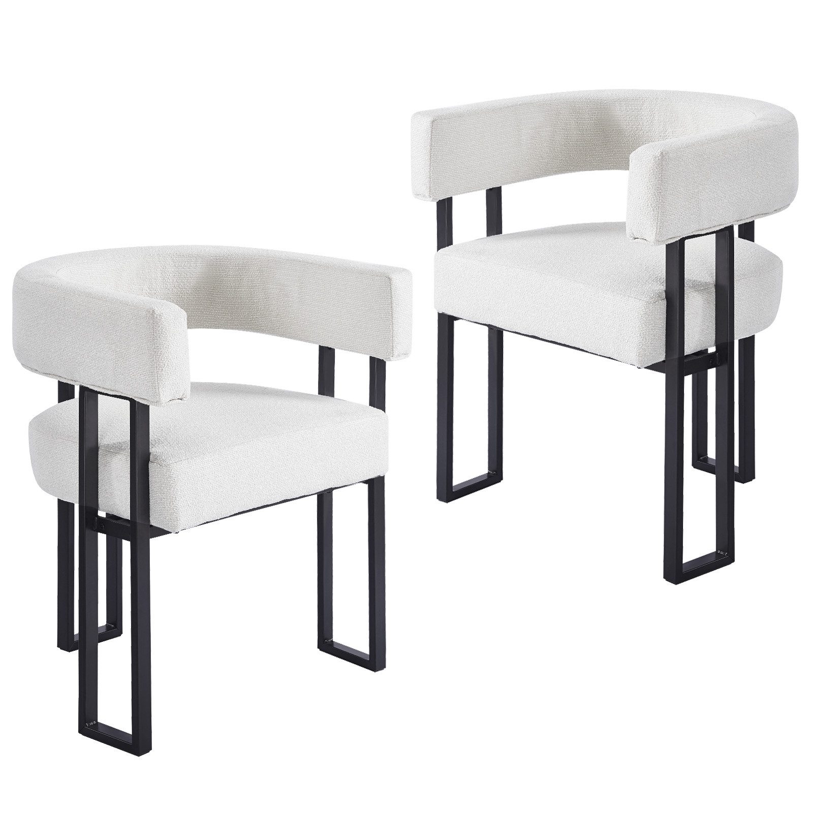 DITAIX Polsterstuhl Esszimmerstuhl mit Armlehnen – Gepolsterter Bouclé Stuhl (2 St), Loungestuhl mit ergonomischer Rückenlehne