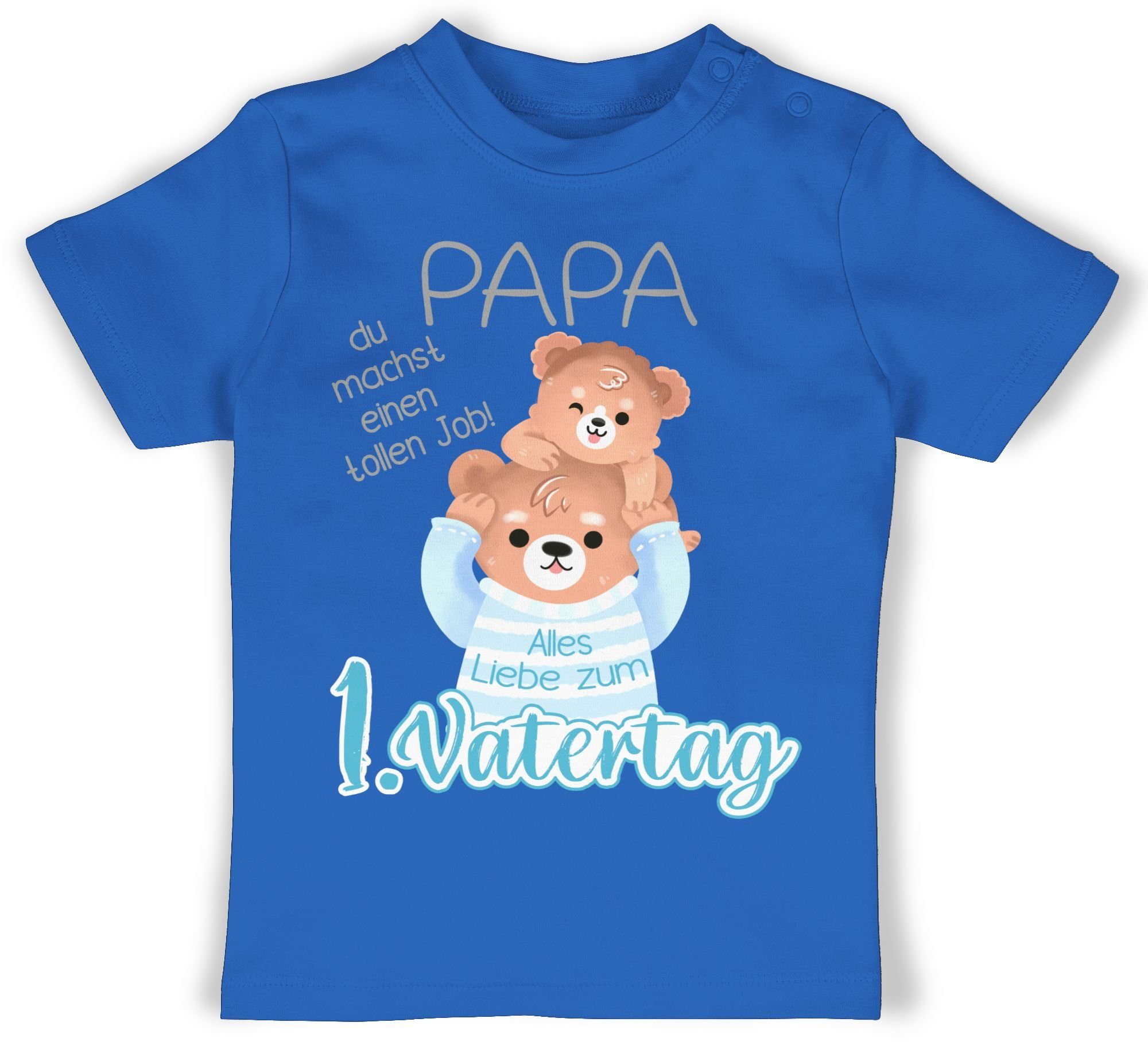 T-Shirt Alles Liebe zum 1. Vatertag - Papa Bär und Baby Bär - grau