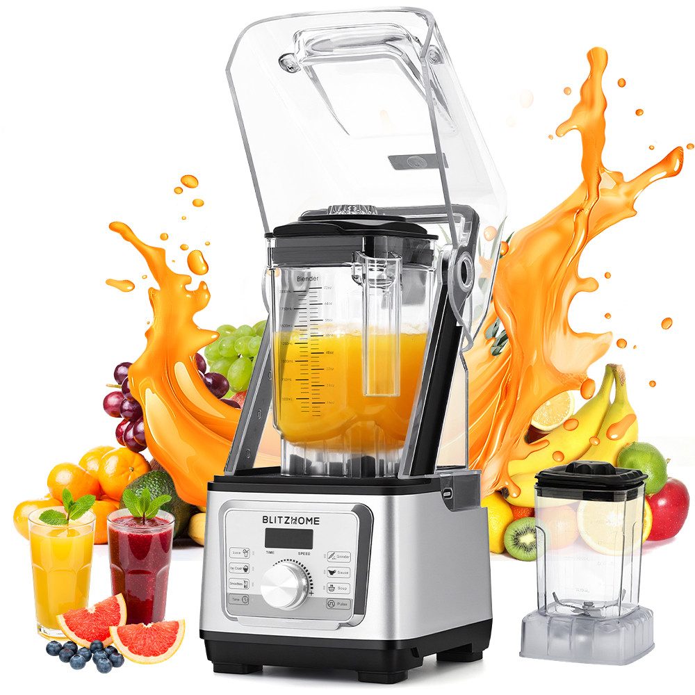 BLiTZWOLF Standmixer 10 Gang Elektrischer Multifunktionsmixer Standmixer, 3000 W, Smoothie Mixer mit Digitaler Touchpad Blender