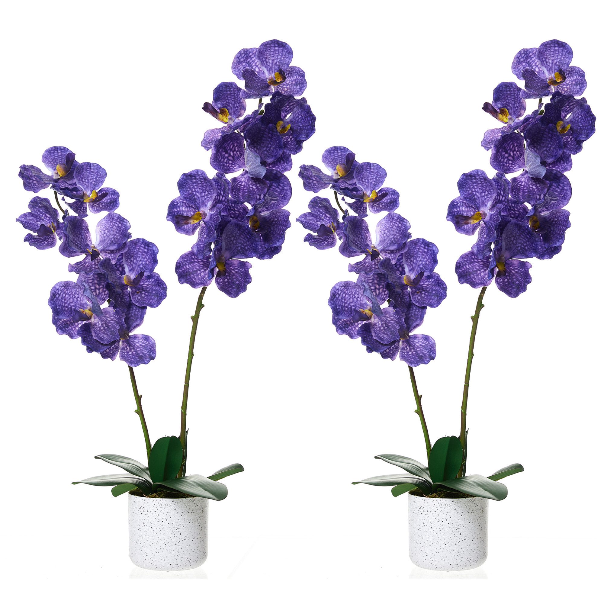 Kunstblume Künstliche, 2er Set Magnolienbaum, Kunstpflanze 60/80/95cm Höhe, GarveeMore, Künstliche Pflanzen mit Weiß Topf