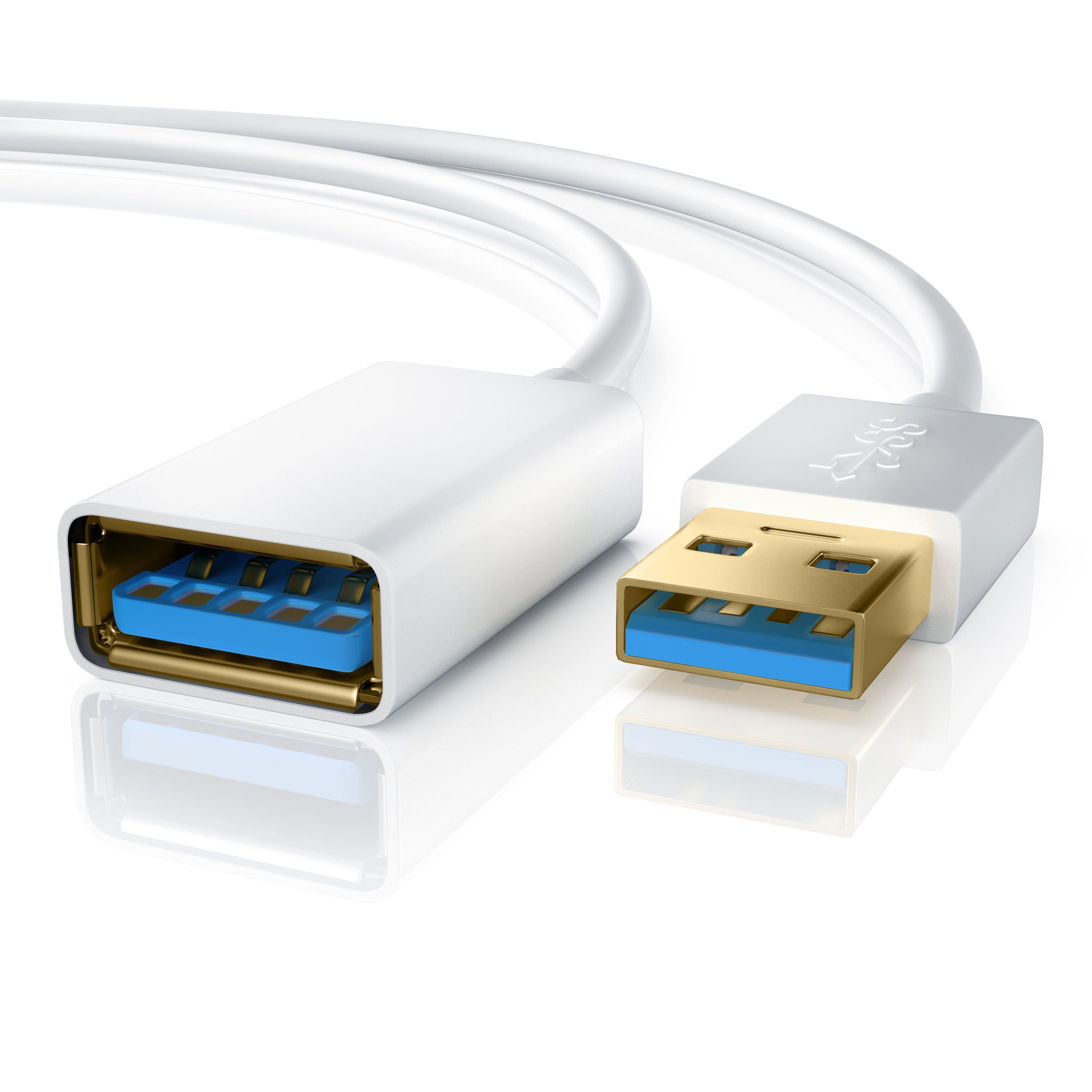Primewire Verlängerungskabel, USB 3.0 Typ A (100 cm), USB3.0 Super Speed Repeater Kabel / Verlängerung bis zu 5Gb/s - 1m weiß