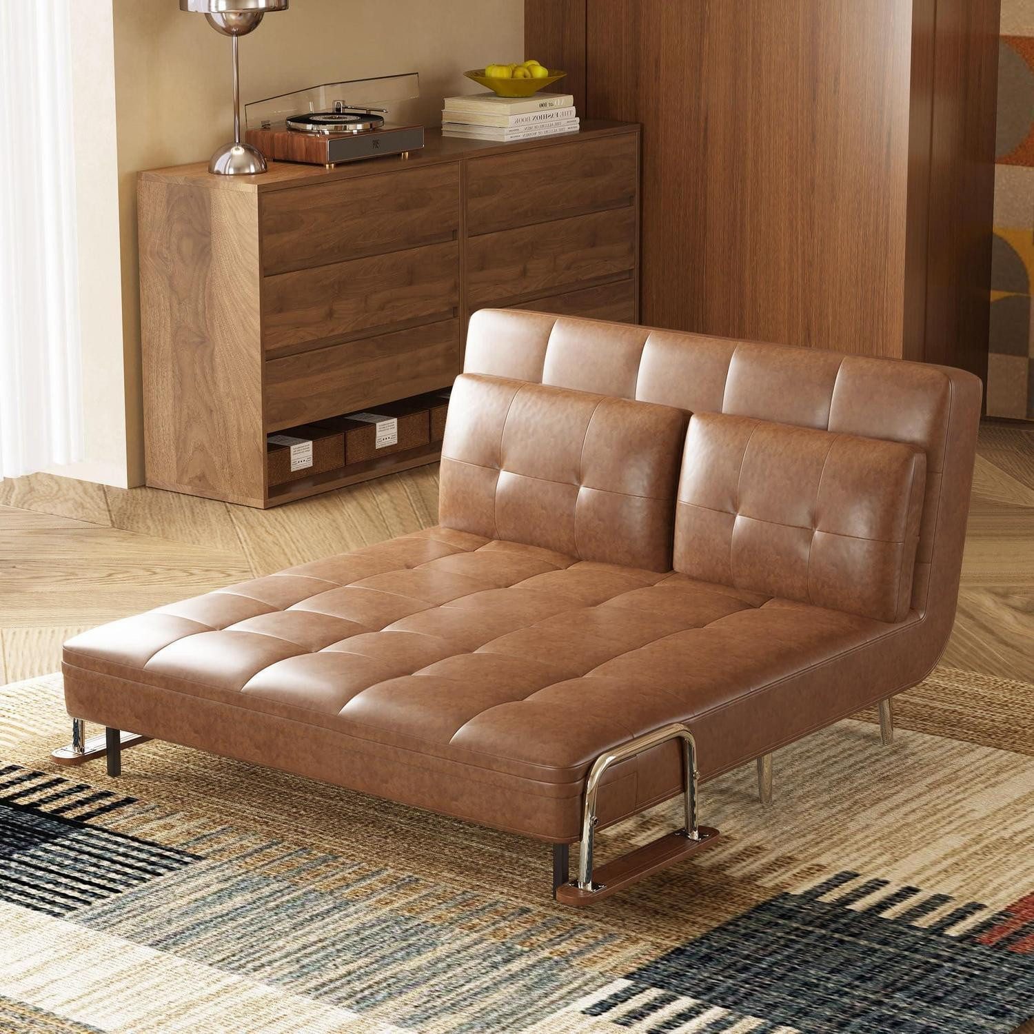 LuxusKollektion Schlafsofa Schlafsofa 3in1 Kunstleder ausziehbar Klappmatratze 2-Sitzer