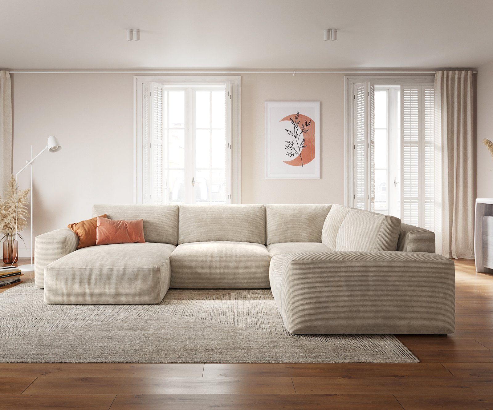 DELIFE Wohnlandschaft Lanzo, XL Cord Beige günstig online kaufen