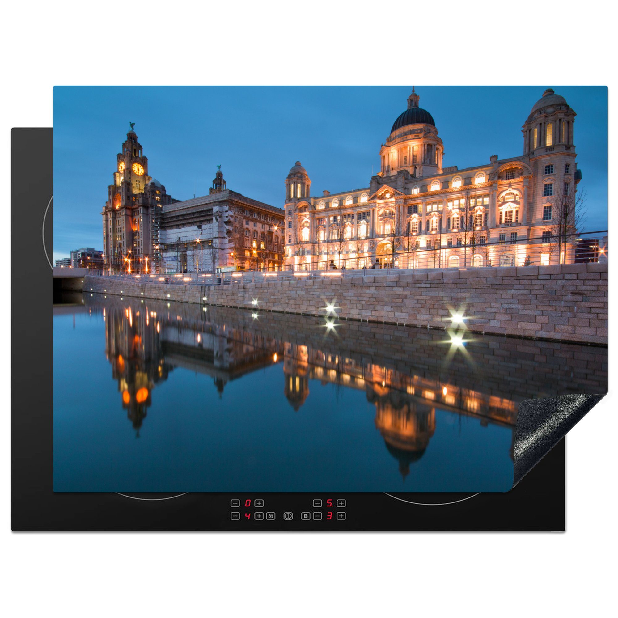 MuchoWow Herdblende-/Abdeckplatte Liverpool - Hafen - Architektur, Vinyl, (1 tlg), 71x52 cm, Induktionskochfeld Schutz für die küche, Ceranfeldabdeckung