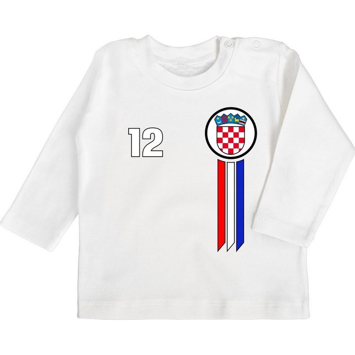 Shirtracer T-Shirt 12. Mann Kroatien Emblem - Fussball EM 2024 Baby - Baby T-Shirt langarm baby kroatien - em fan artikel - fanartikel wm